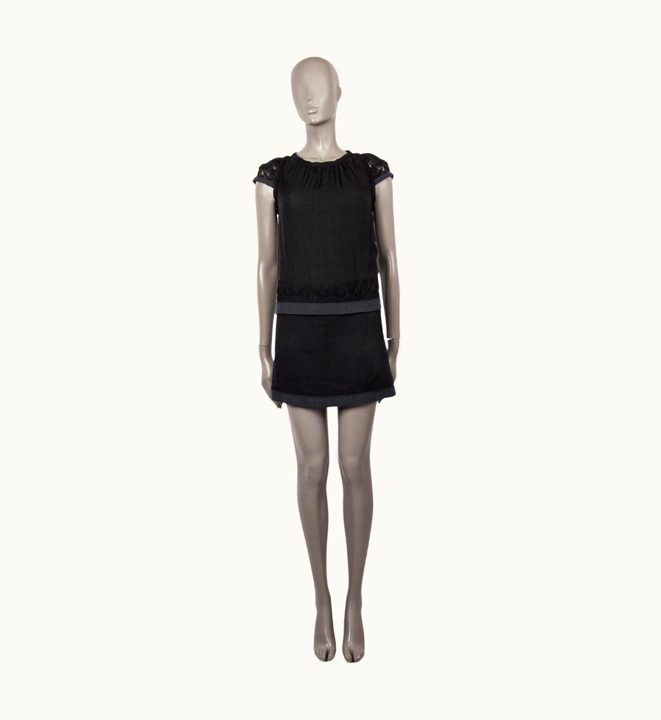 Missoni Missoni Black Silk Layered Crochet Knit Sleeveless Mini Dress Xxs