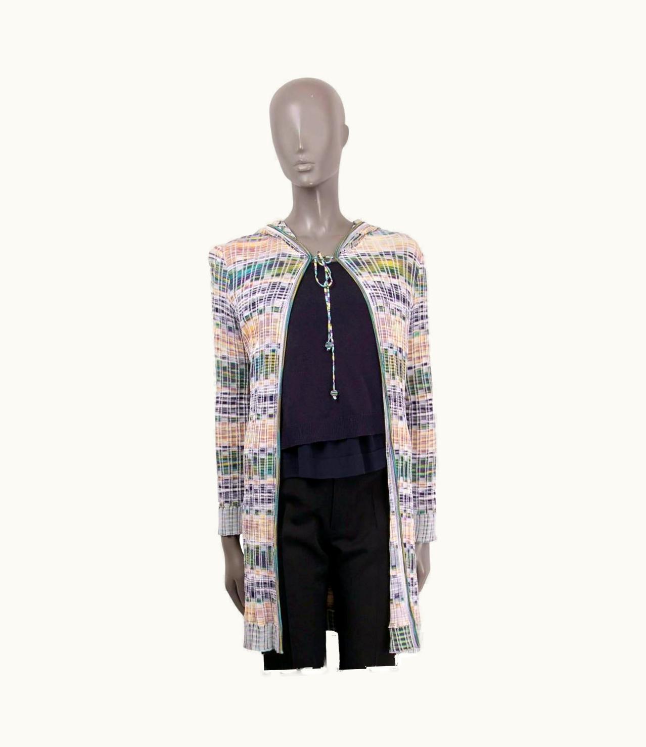 Missoni Missoni White & Multicolour Viscose Hooded Knit Coat Jacket