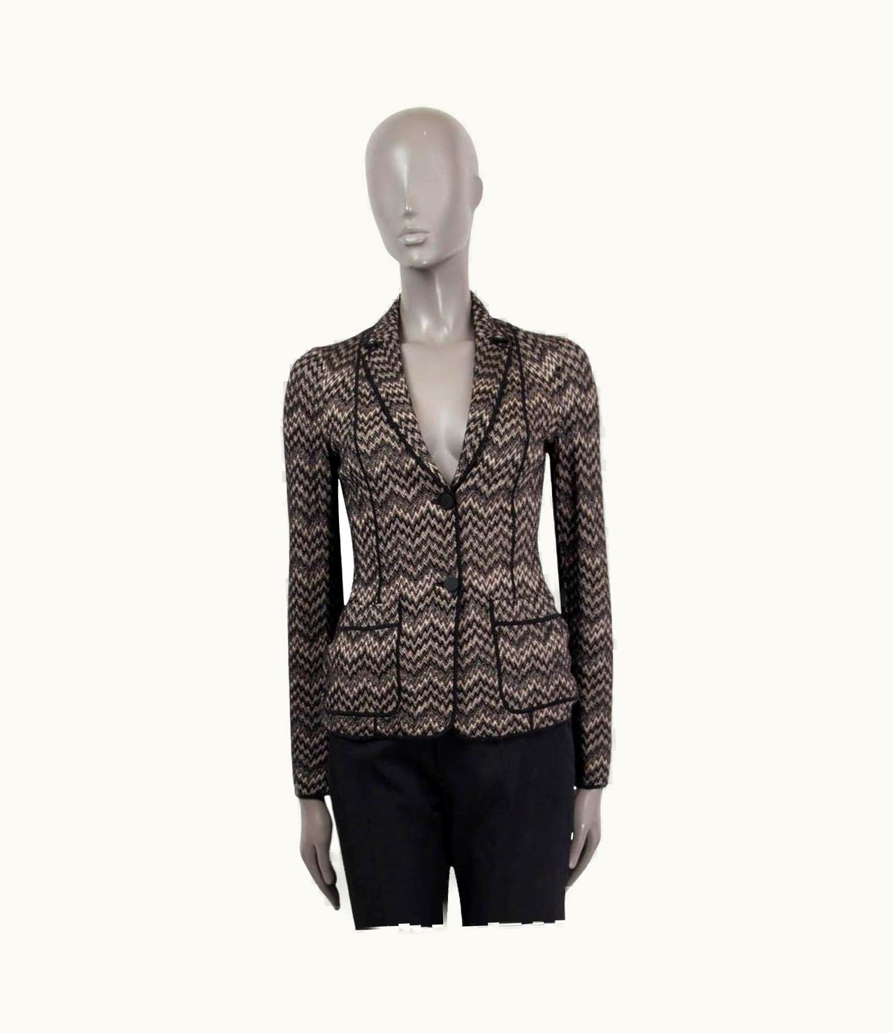 Missoni Missoni Black & Gold Wool Zigzag Soft Blazer Jacket