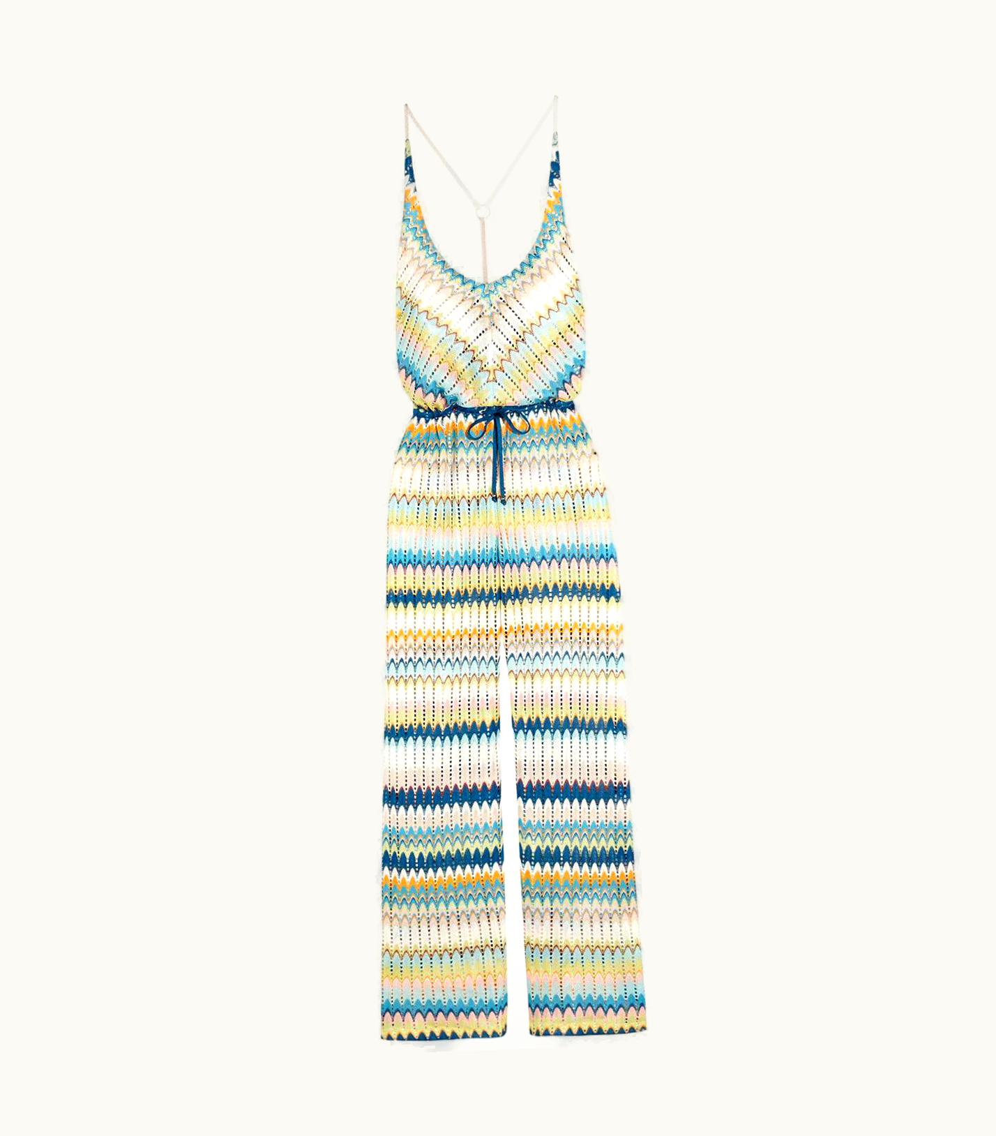 Missoni Missoni Multicolor Crochet Knit Wide Leg Jumpsuit Overall Playsuit