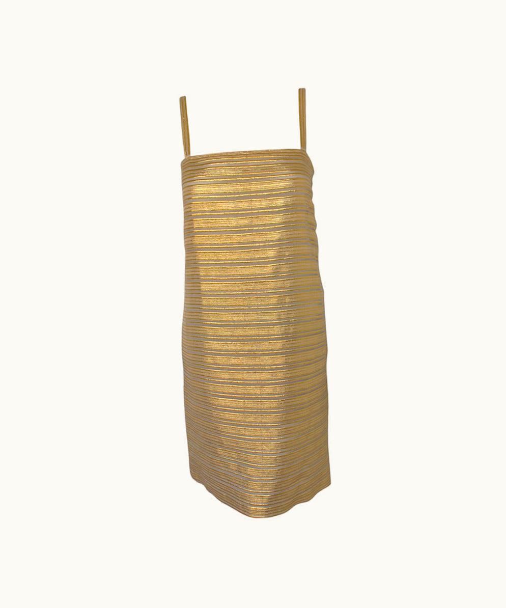 Missoni A Missoni Metallic Gold & Creme Striped Cocktail Dress w/Original Tags