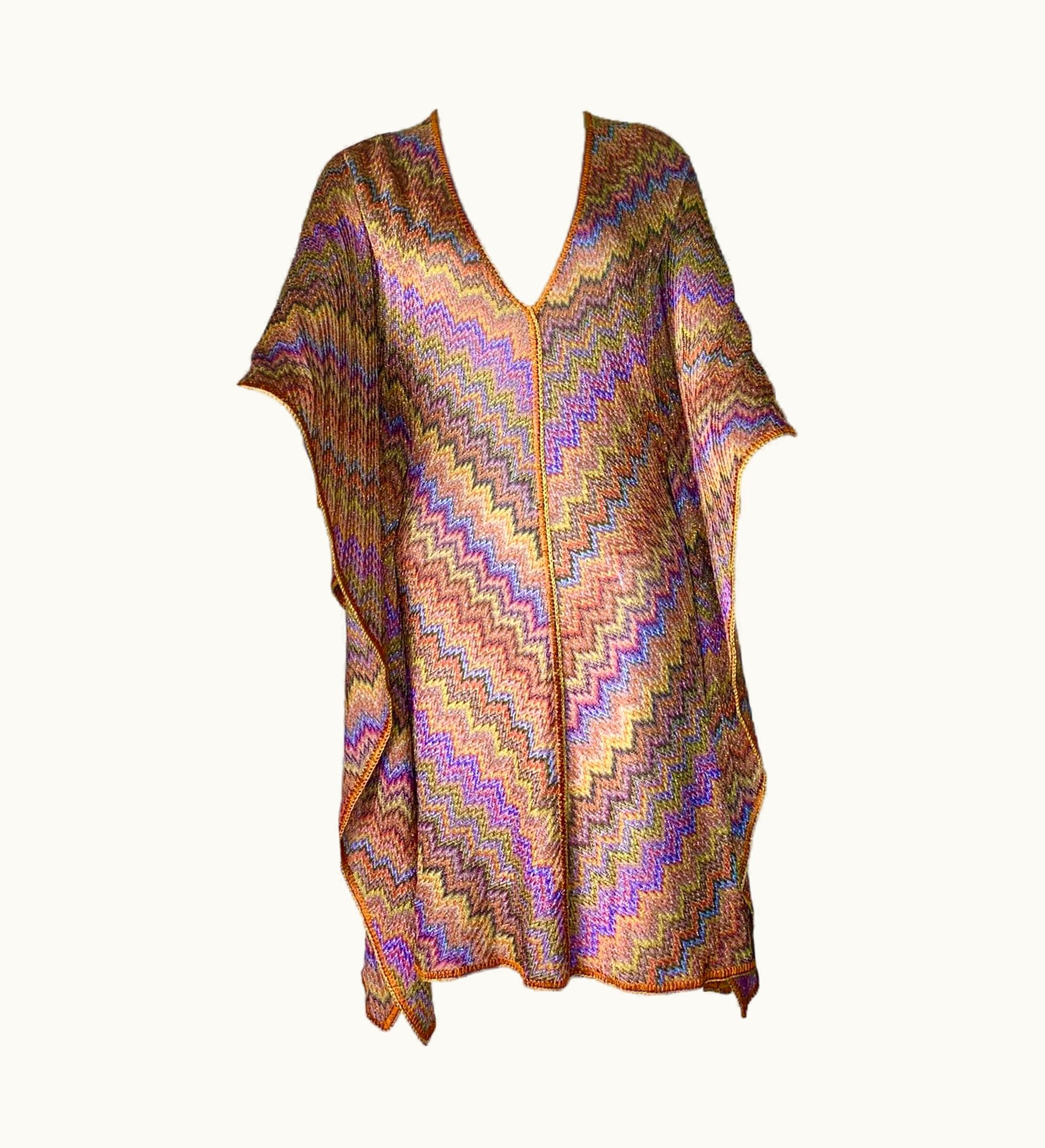 Missoni Missoni Signature Chevron Zigzag Metallic Kaftan Tunic Dress Coverup UZ0615420