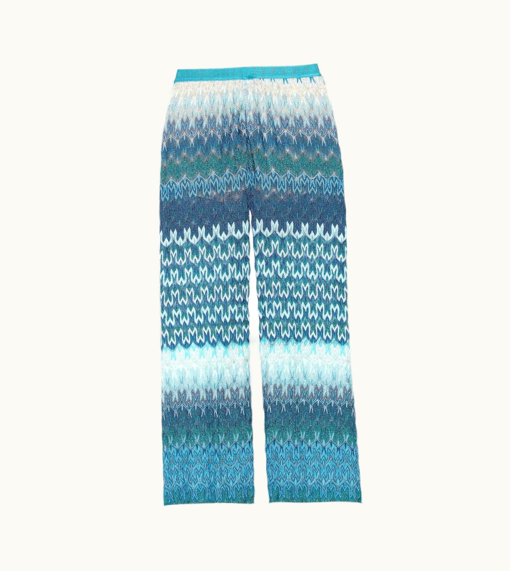 Missoni Missoni Blues Wide Leg Palazzo Signature Zigzag Crochet-Knit Pants