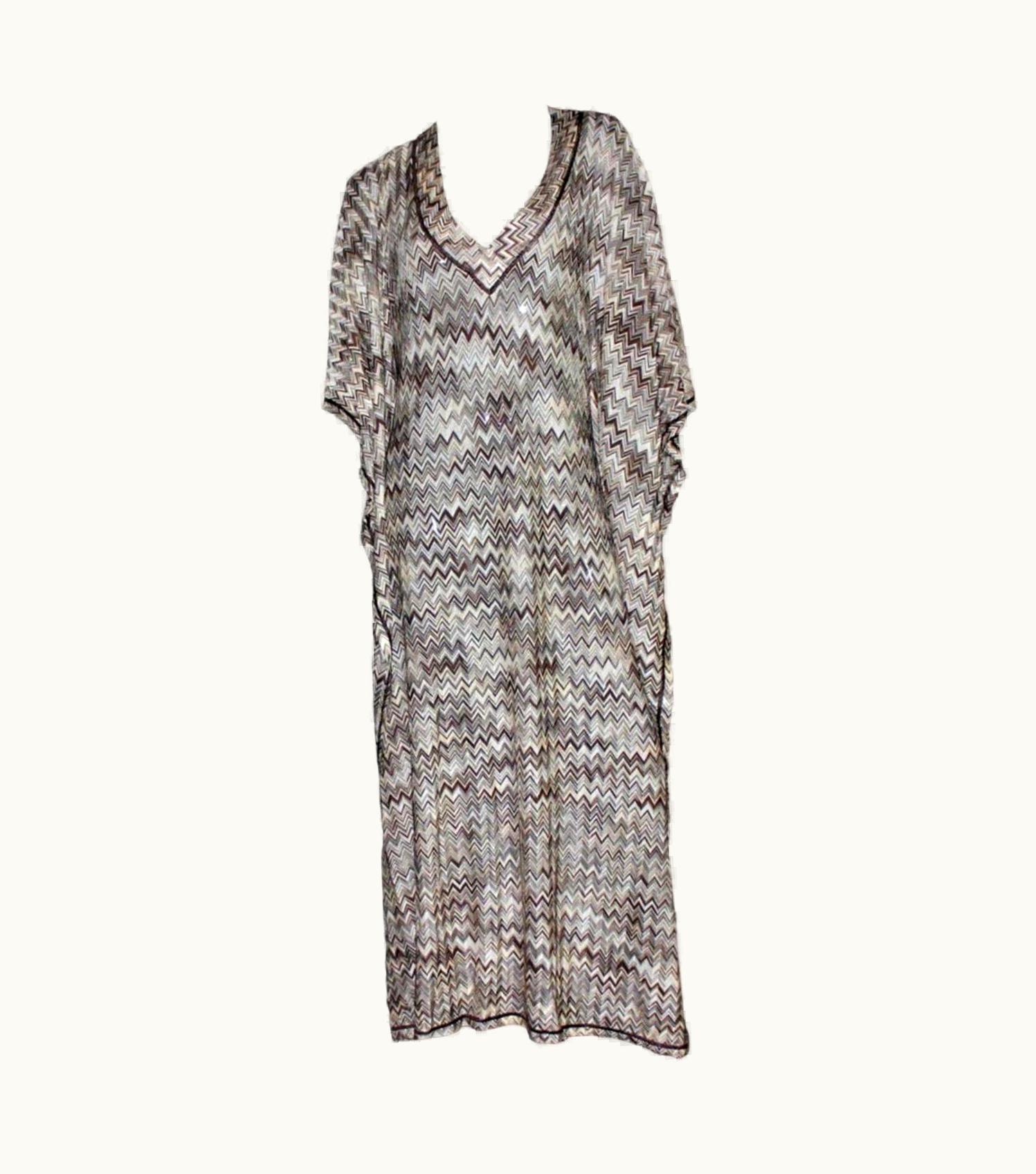 Missoni Missoni Signature Chevron Zigzag Crochet Knit Maxi Kaftan Dress