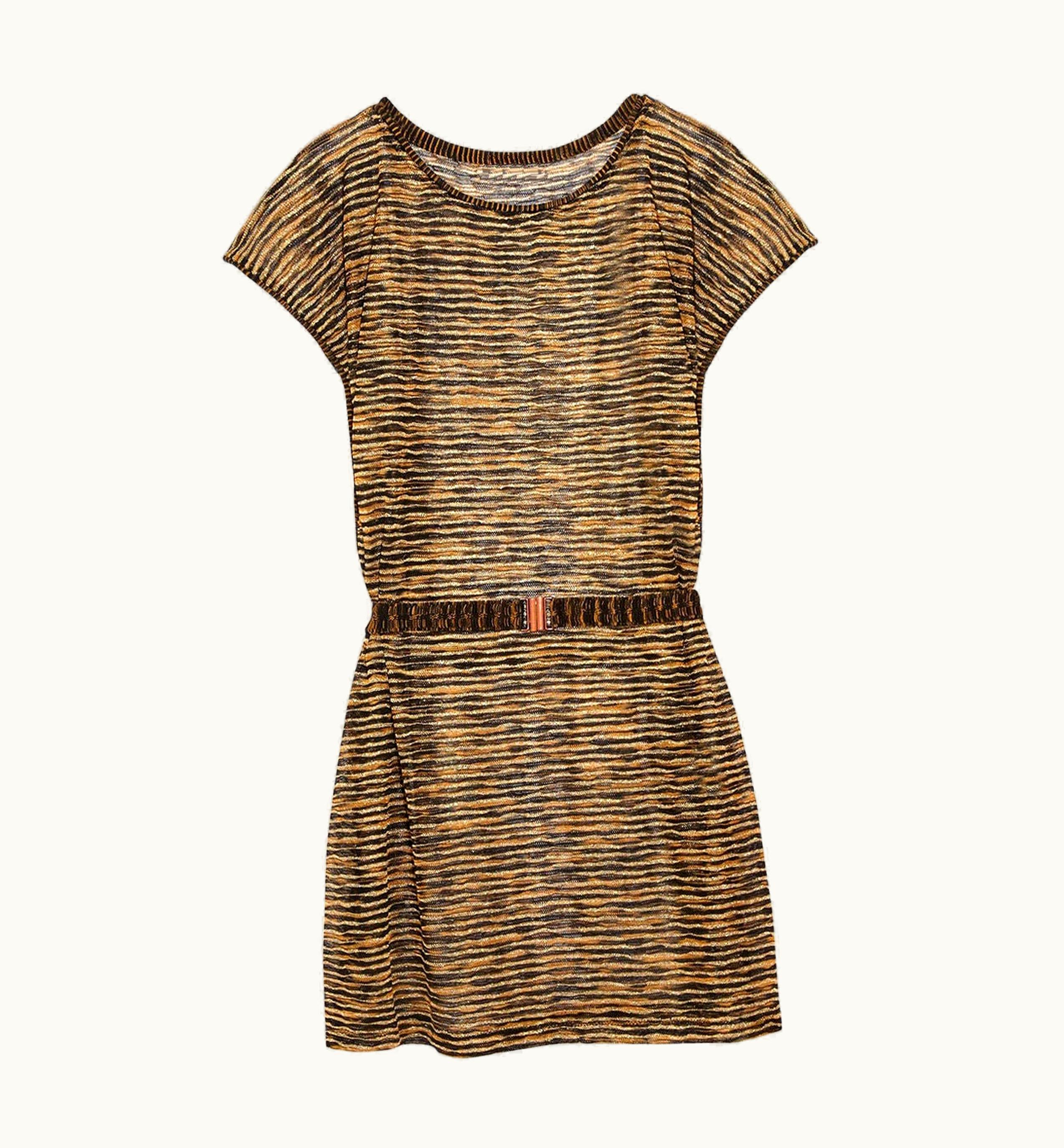 Missoni Missoni Signature Chevron Metallic Crochet Knit Mini Dress With Belt