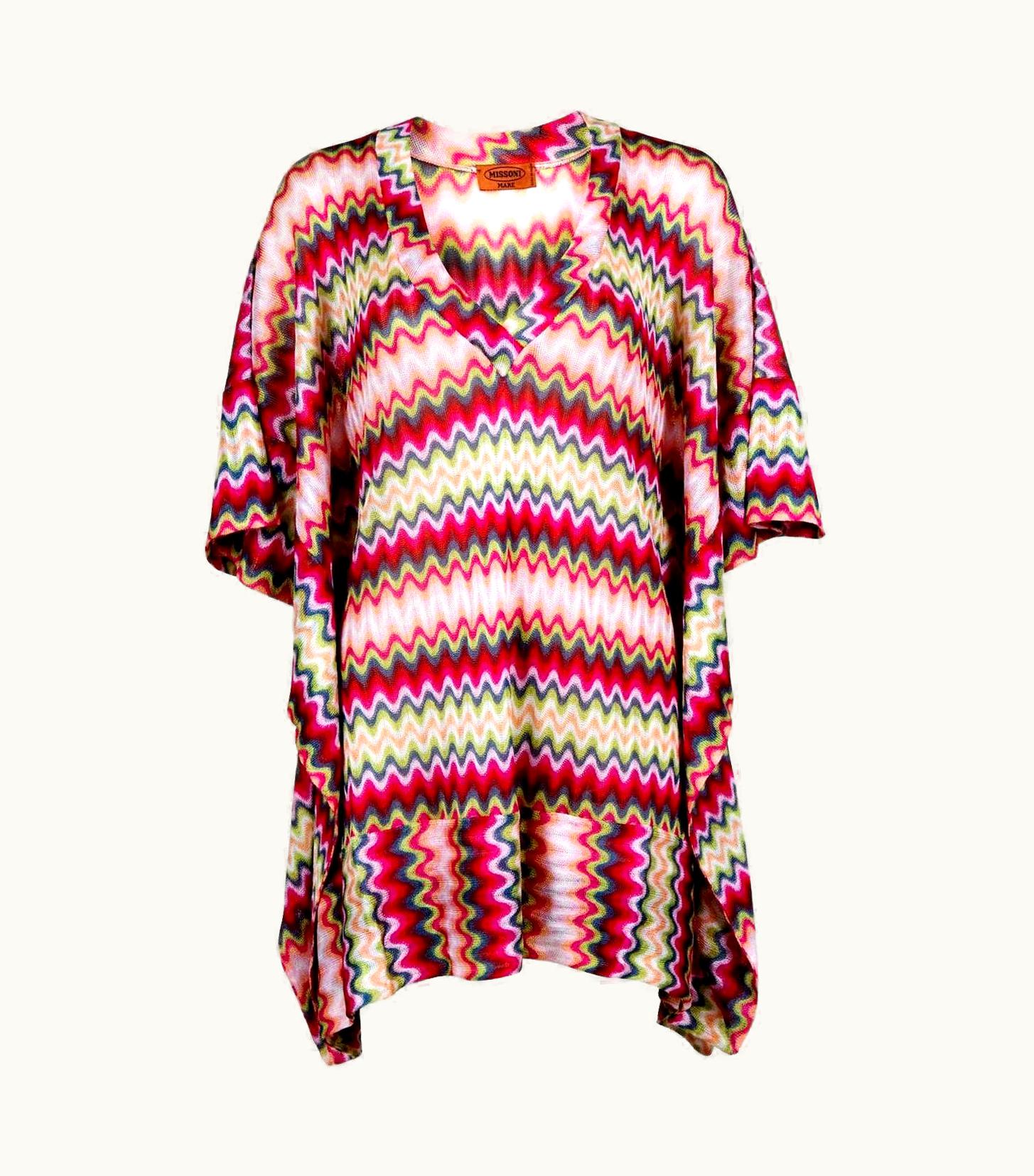 Missoni Missoni Pink Knit Chevron Kaftan Tunic Dress Cover Up