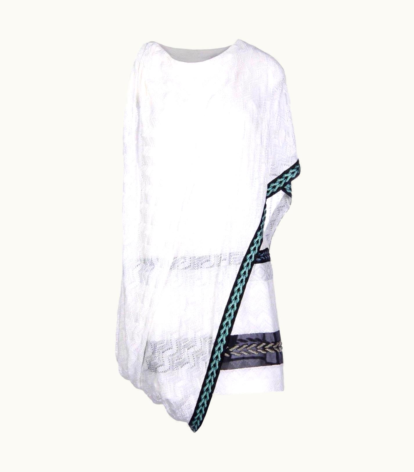 Missoni Missoni Glass Embellished White Draped Cocktail Evening Mini Dress