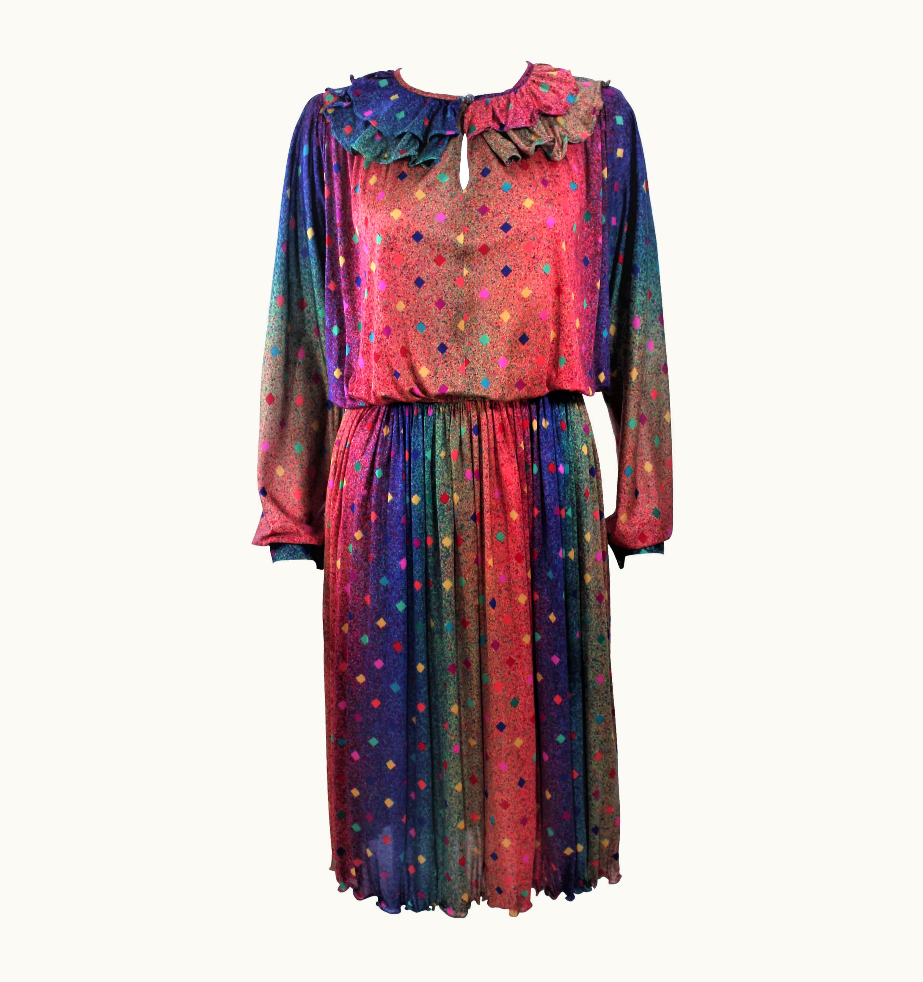 Missoni Missoni Silk Rainbow Print Dress With Ruffle Trim