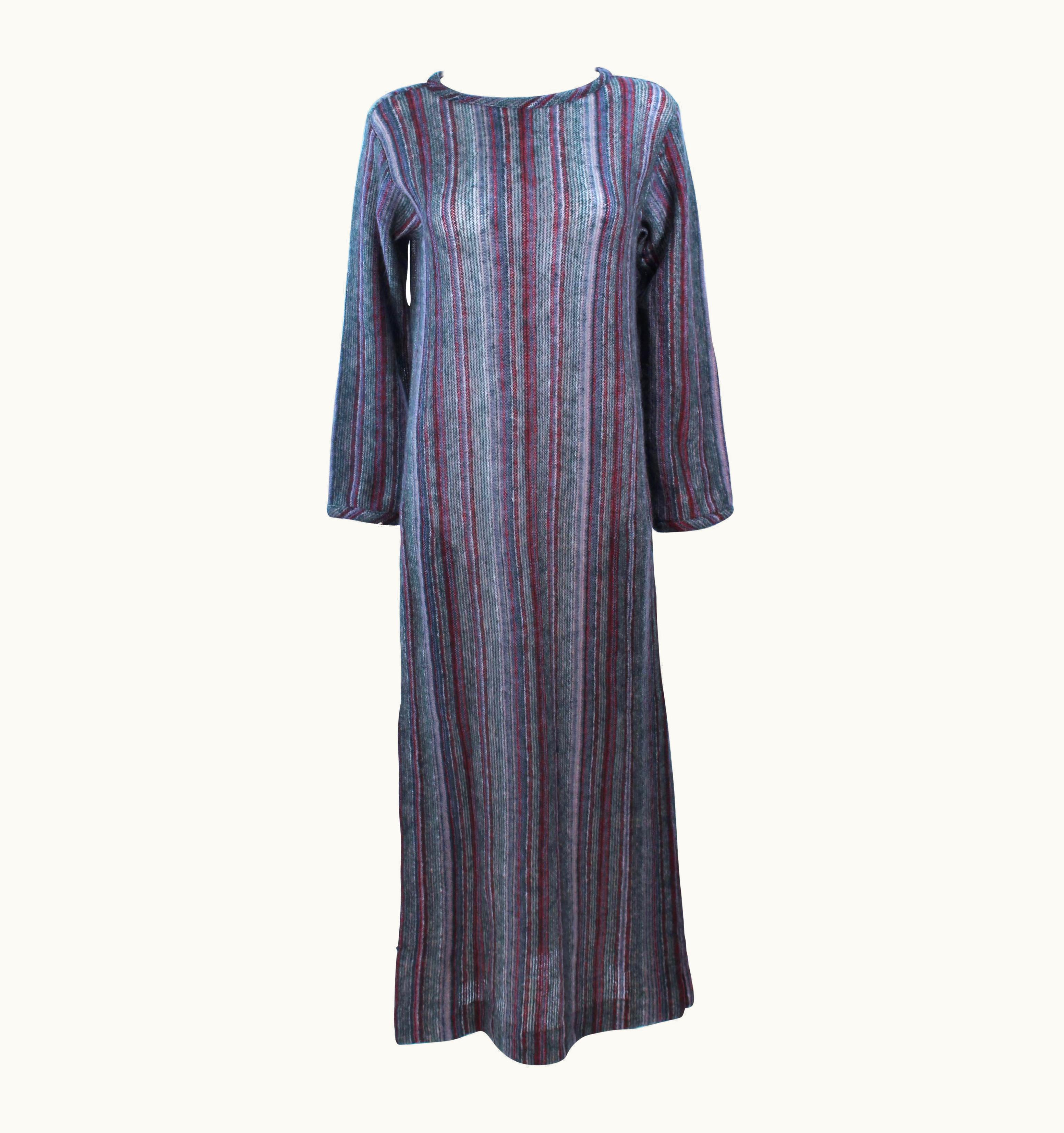 Missoni Missoni Grey Mauve Green Full Length Sweater Dress edium Large