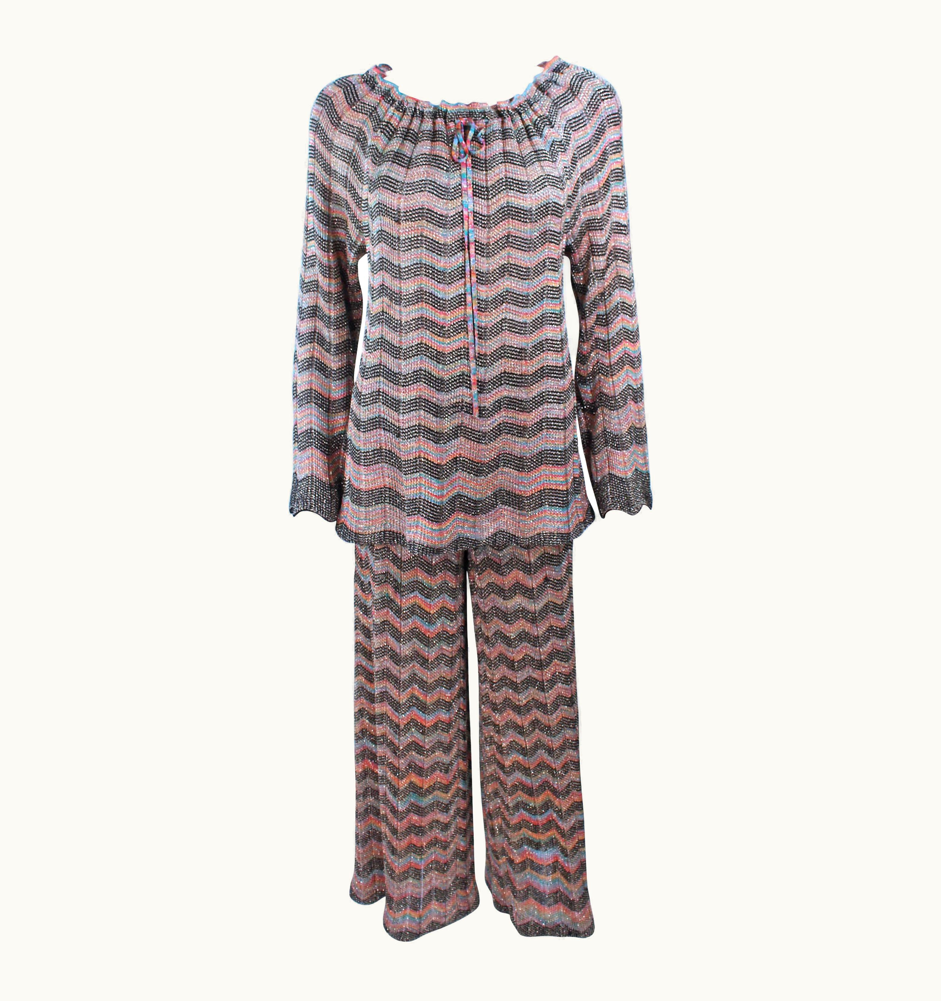 Missoni Missoni Gold And Black Zig Zag Pattern Metallic Knit