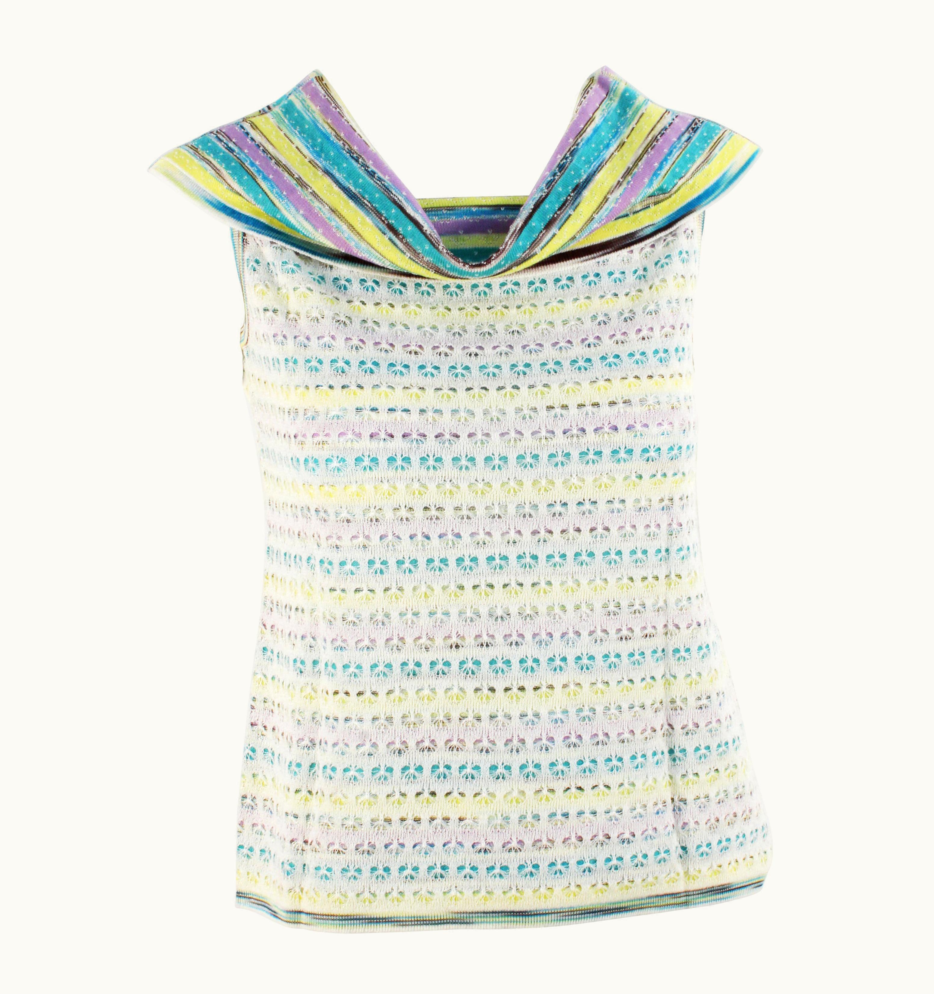 Missoni Missoni Knit Top Sleeveless Sweater Cowl Neck Multicolor Stripe