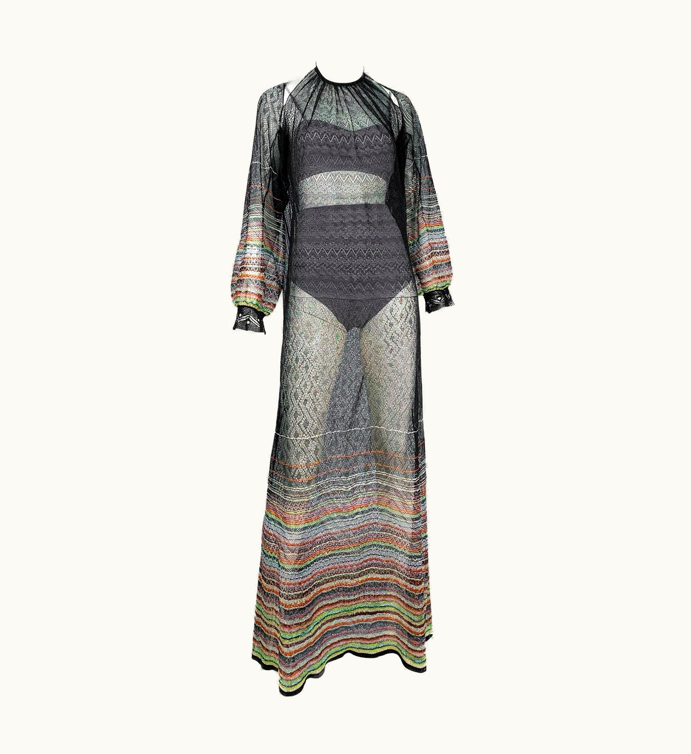 Missoni 2000s Missoni Multicolour Metallic Openwork Knit Transformer 4-in-1 Maxi Dress