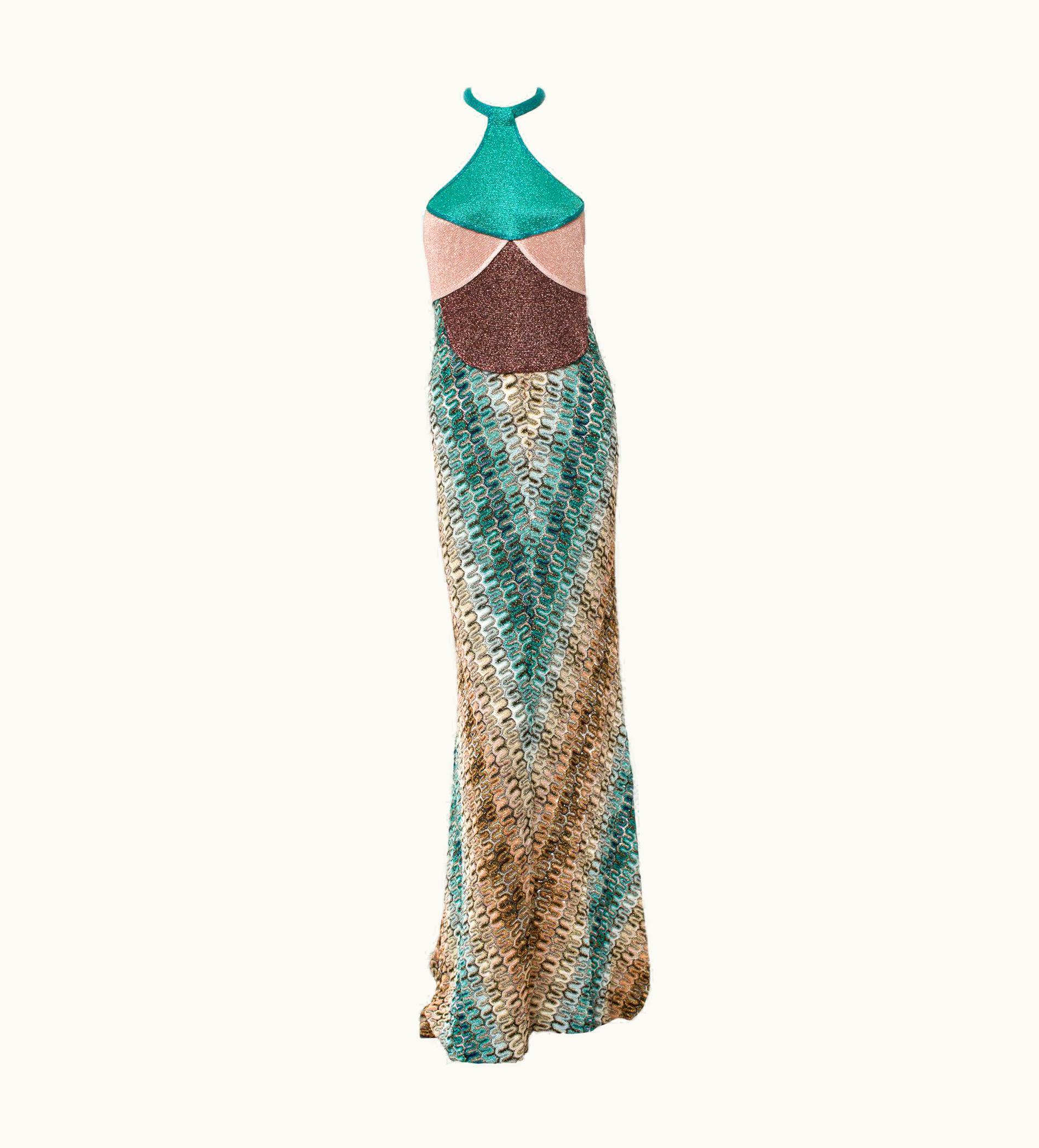 Missoni Unworn Missoni Metallic Lurex Crochet Knit Evening Dress Gown With Cardigan
