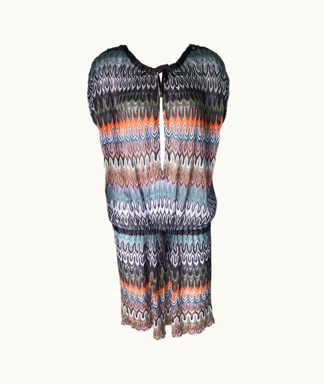 Missoni Missoni Multicolor Chevron Crochet Knit Kaftan Tunic Cover Up Dress