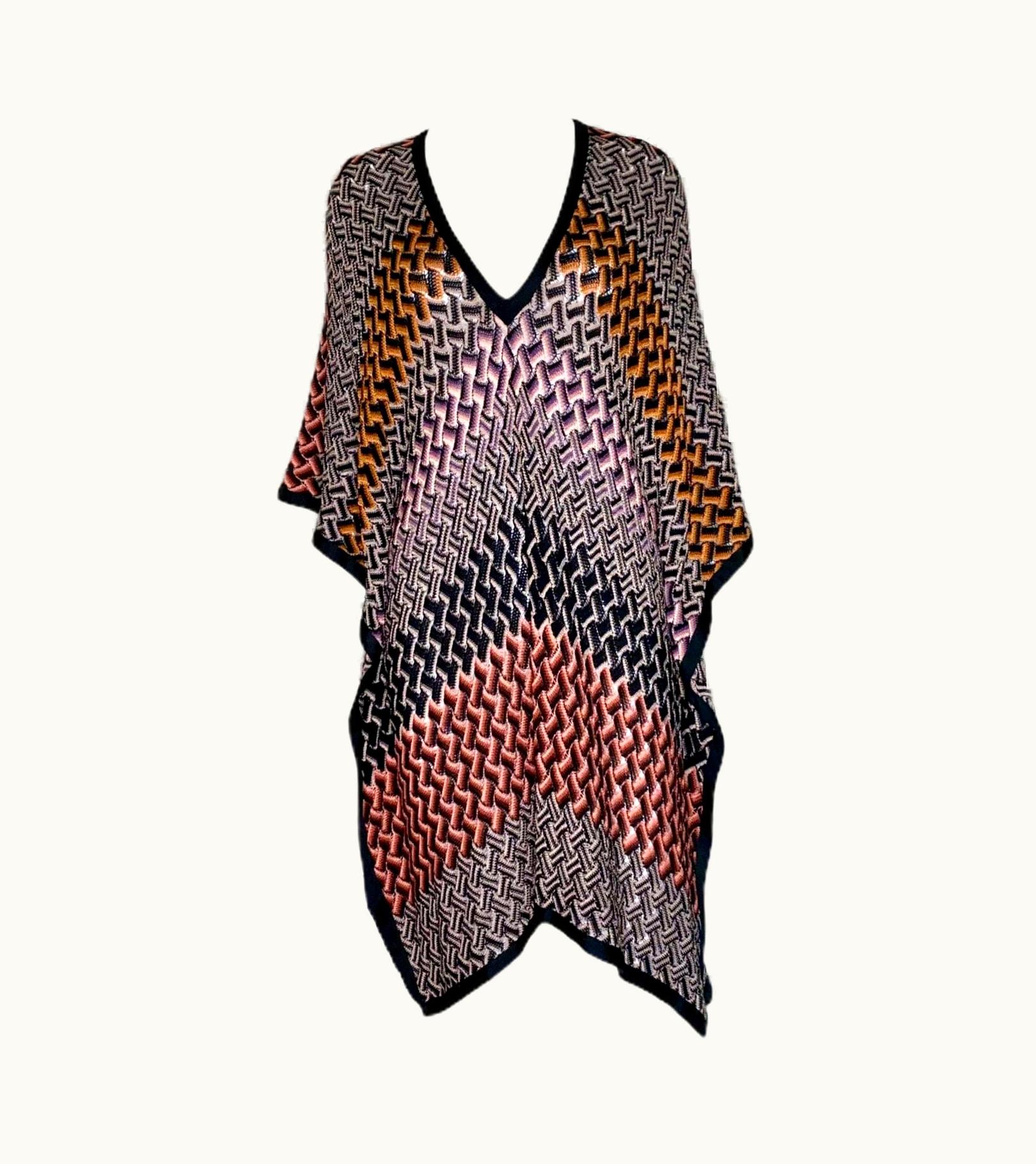 Missoni Missoni Multicolor Crochet Knit Kaftan Tunic Cover Up Mini Dress UZ0615485