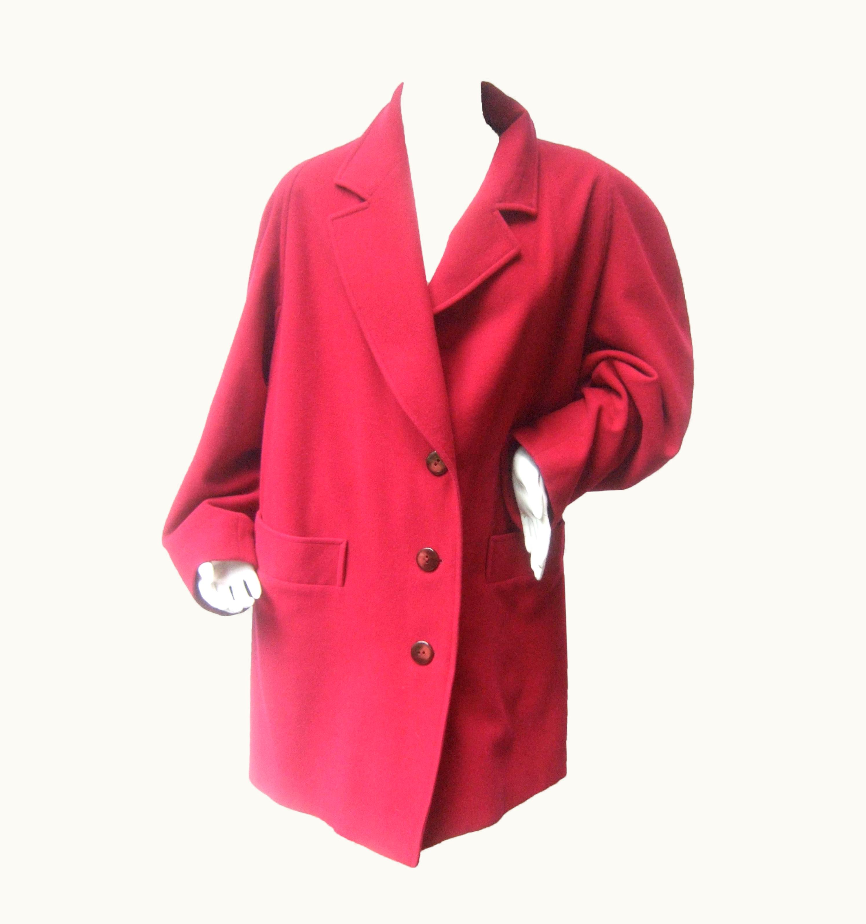 Missoni Missoni Donna Berry Color Wool 3/4 Length Coat Made In Italy