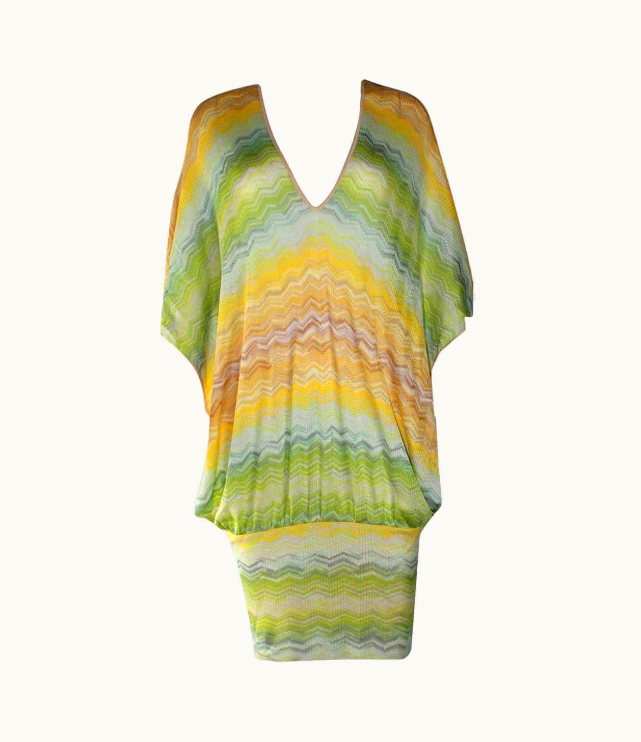 Missoni Missoni Multicolor Rainbow Signature Chevron Kaftan Tunic Cover Up Dress