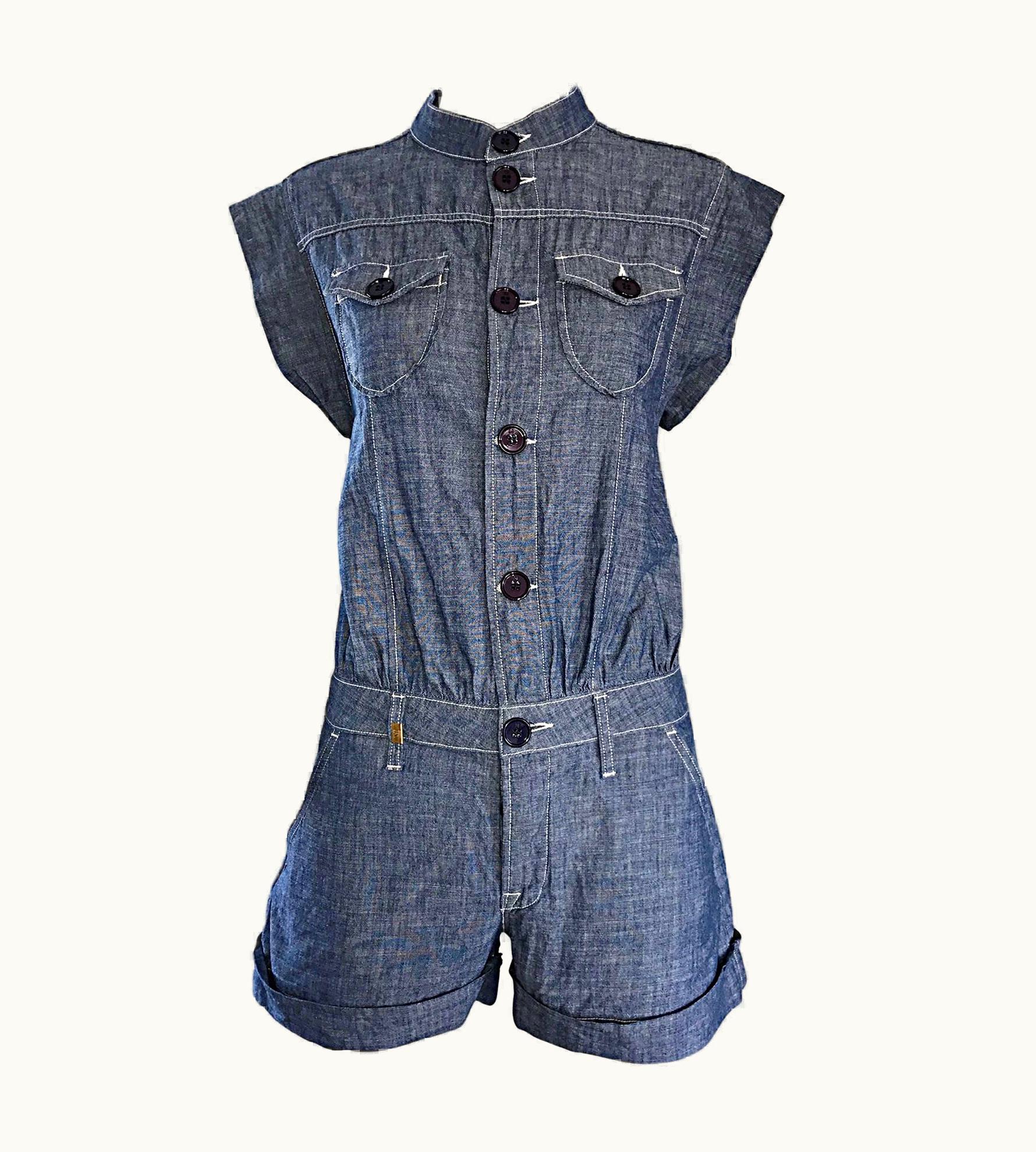 Missoni Missoni Denim Blue Jean One Piece Avant Garde Romper Onesie Playsuit Jumpsuit