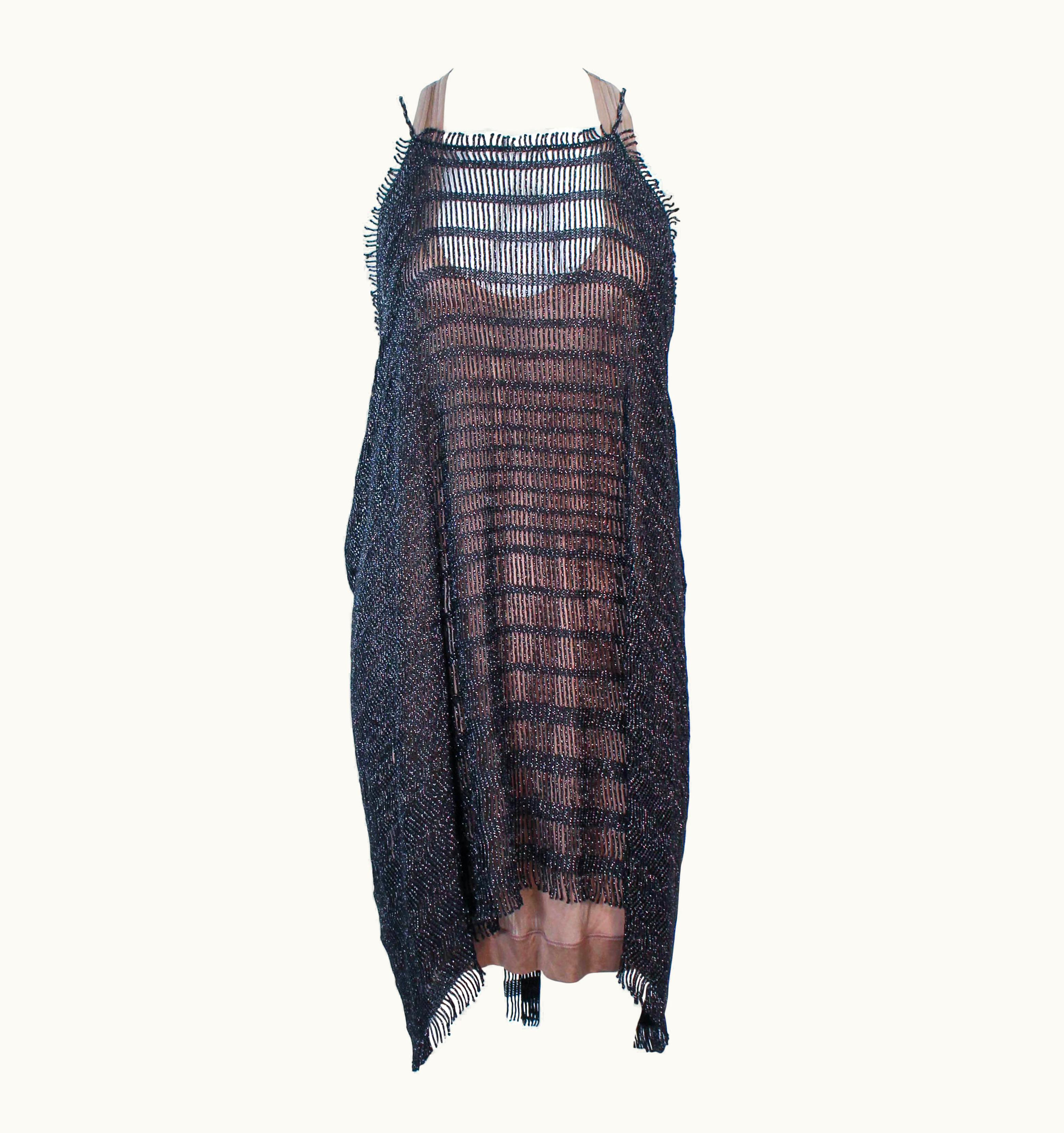 Missoni Missoni Black Metallic Knit Stretch Set With Nude Jersey Dress