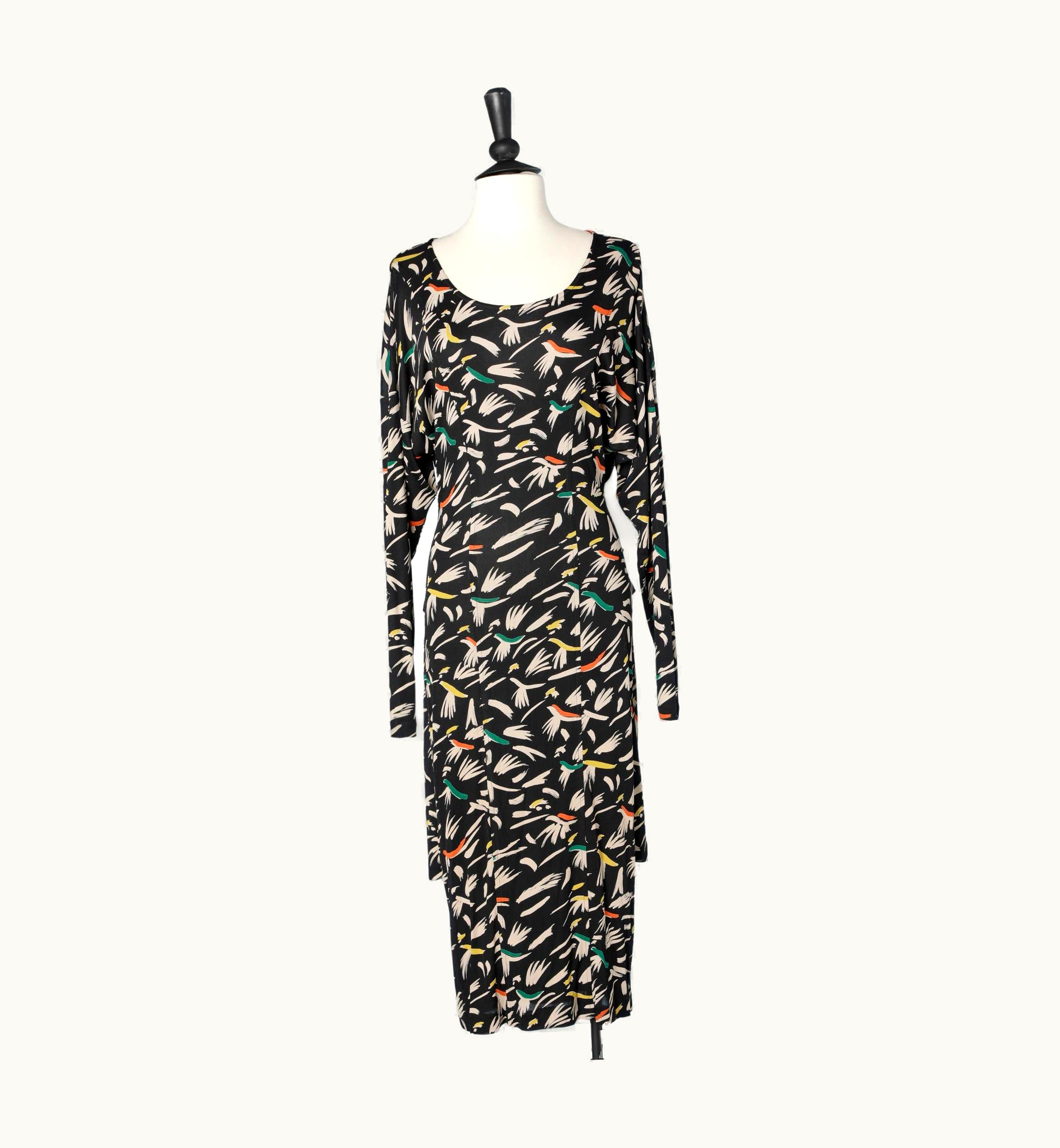 Missoni Printed Jersey Dress With Crossed Belt In The Back Waist Missoni