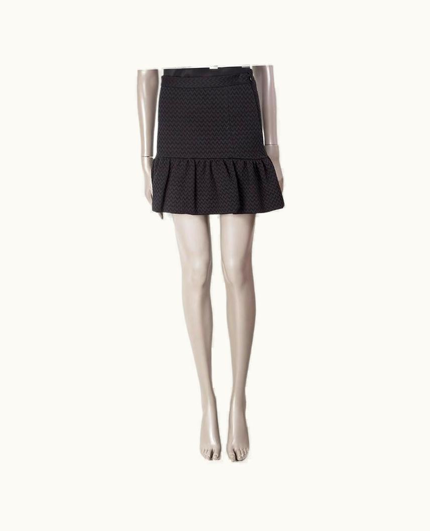 Missoni Missoni Black Wool Blend Chevron Knit Trumpet Mini Skirt