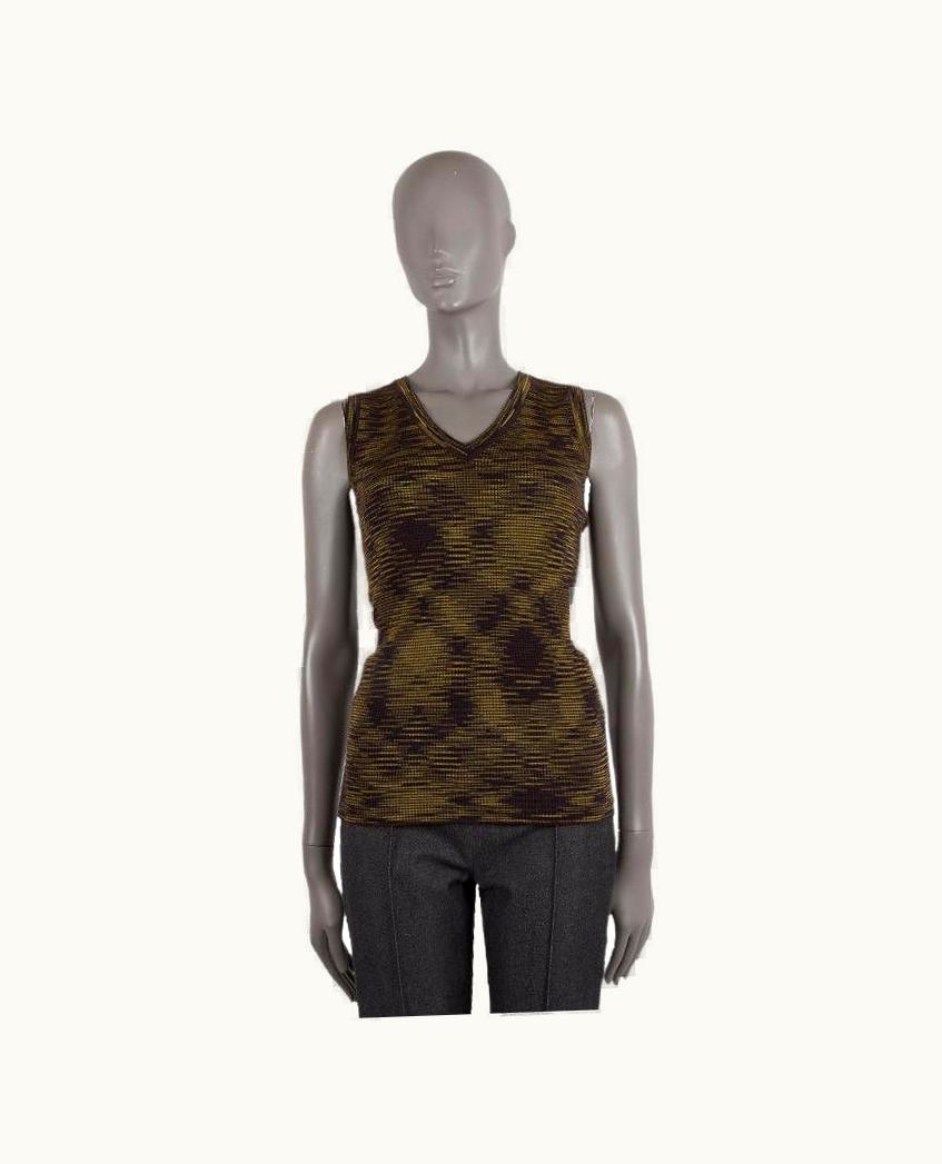 Missoni Missoni Green Brown Black Viscose Knit Tank Top Shirt 46 Xl