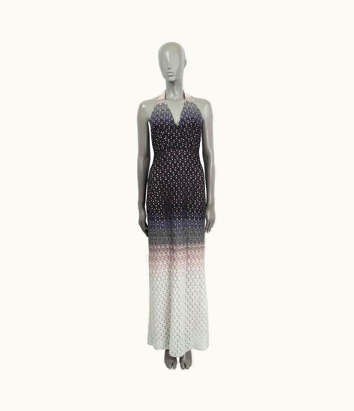 Missoni Missoni Black Ivory Pink Viscose Lurex Sleeveless Knit Maxi Dress