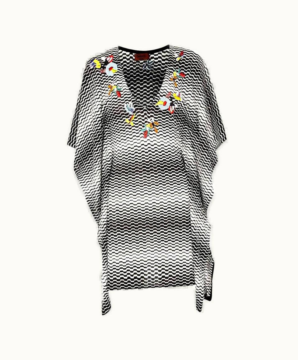 Missoni Missoni Hand-Embroidered Chevron Crochet Knit Dress Kaftan Tunic Cover Up