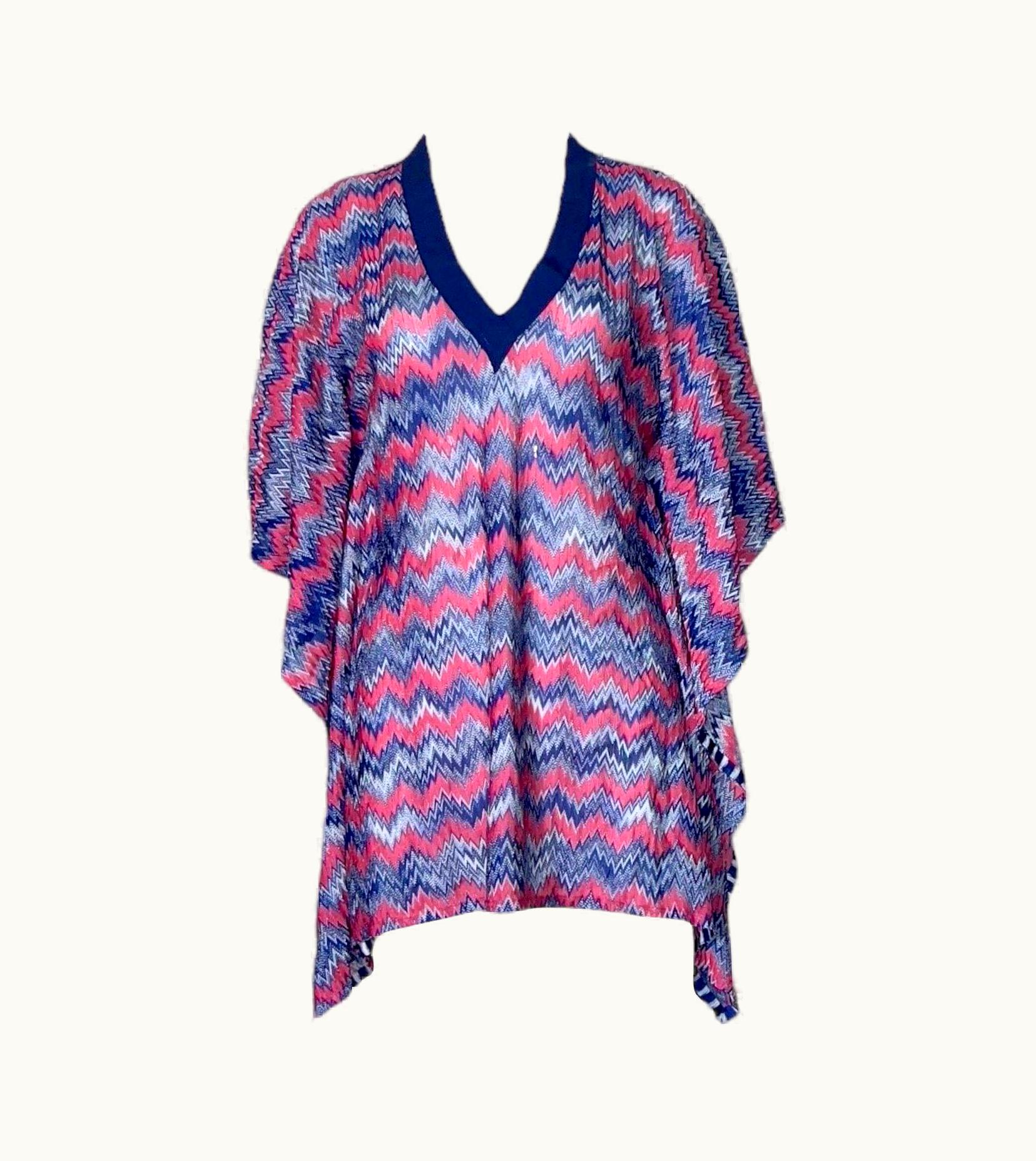 Missoni Missoni Signature Chevron Crochet Knit Kaftan Tunic Cover Up Top Dress