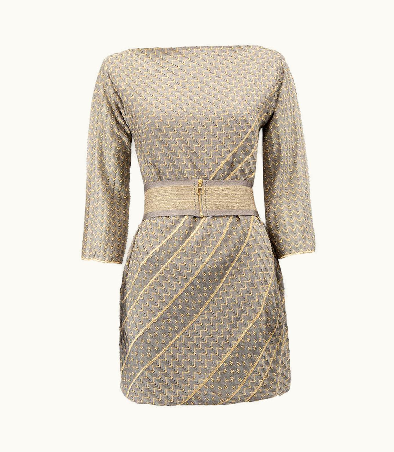 Missoni Missoni Women' Grey Boat Neck Belted Dress With Gold Thread Accents UZ0615533