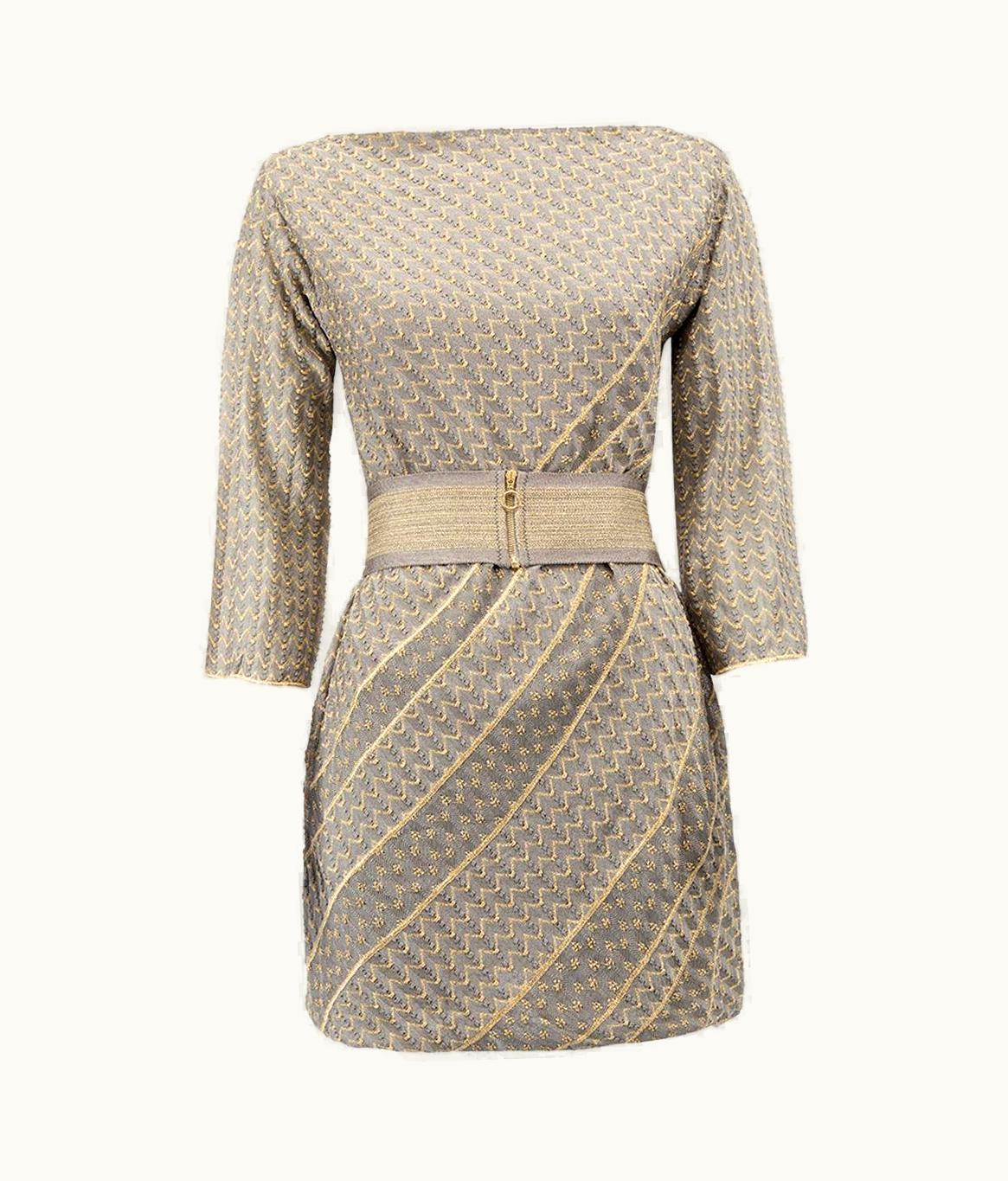 Missoni Missoni Women' Grey Boat Neck Belted Dress With Gold Thread Accents UZ0615534