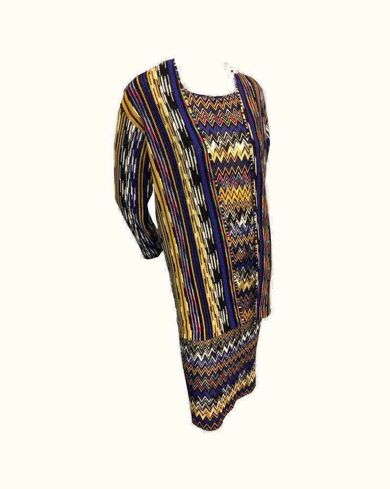 Missoni 1990s Missoni Chevron Knit Short Sleeved Dress And Cardigan Ensemble