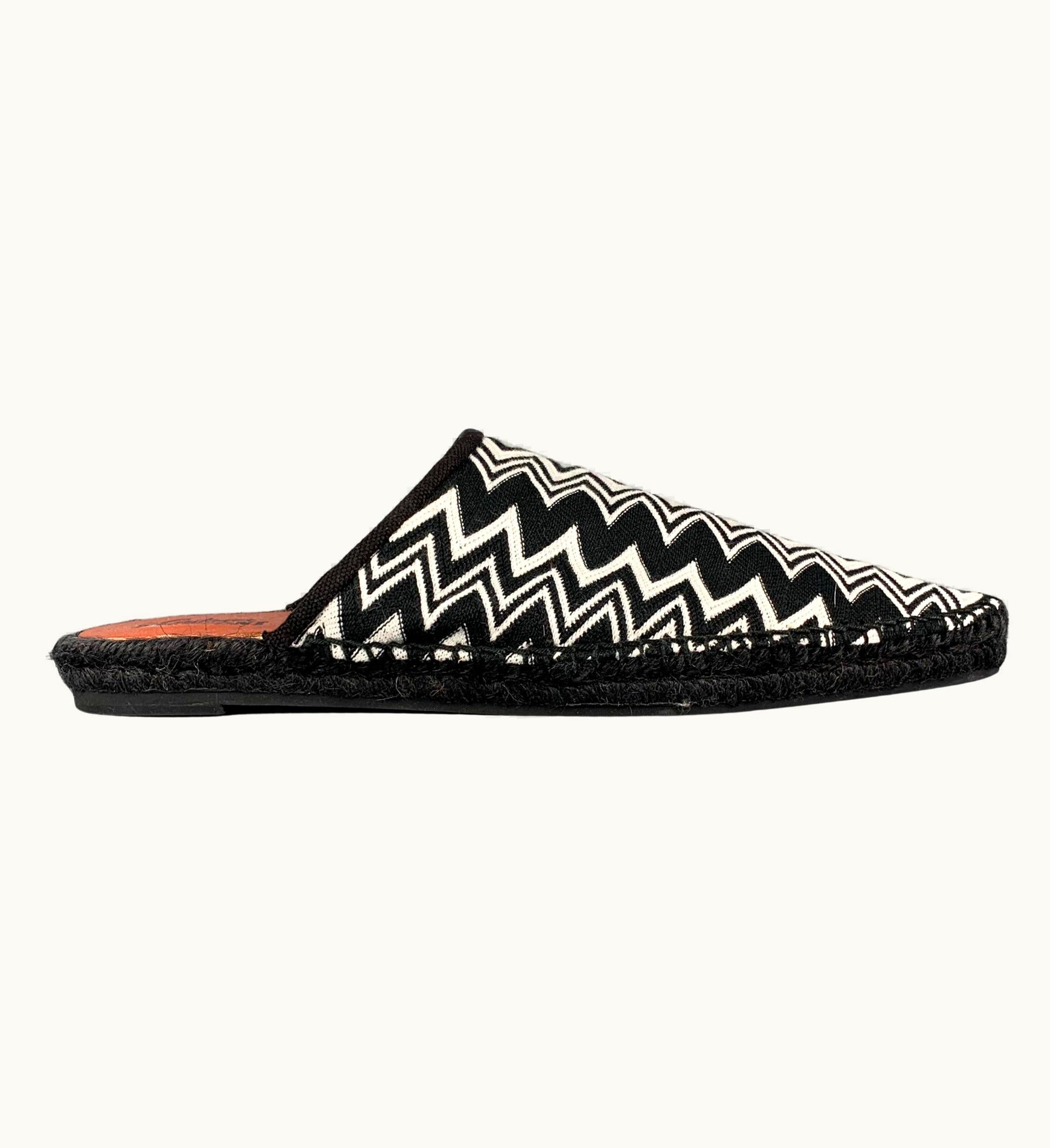 Missoni Castaner Missoni .5 Black & White Canvas Zig Zag Suede Flats