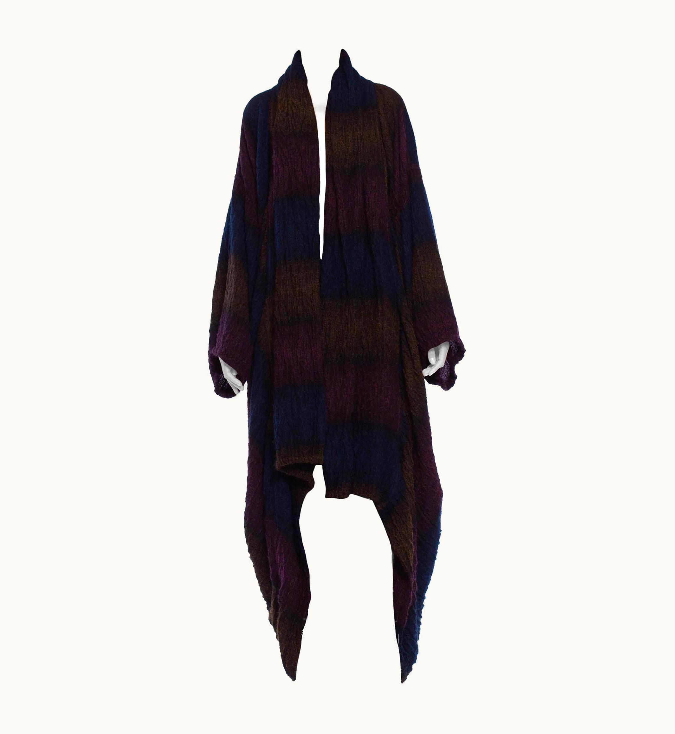 Missoni 1980s Missoni Eggplant Purple & Blue Mohair Blend Over Sized Cocoon CoatDuster