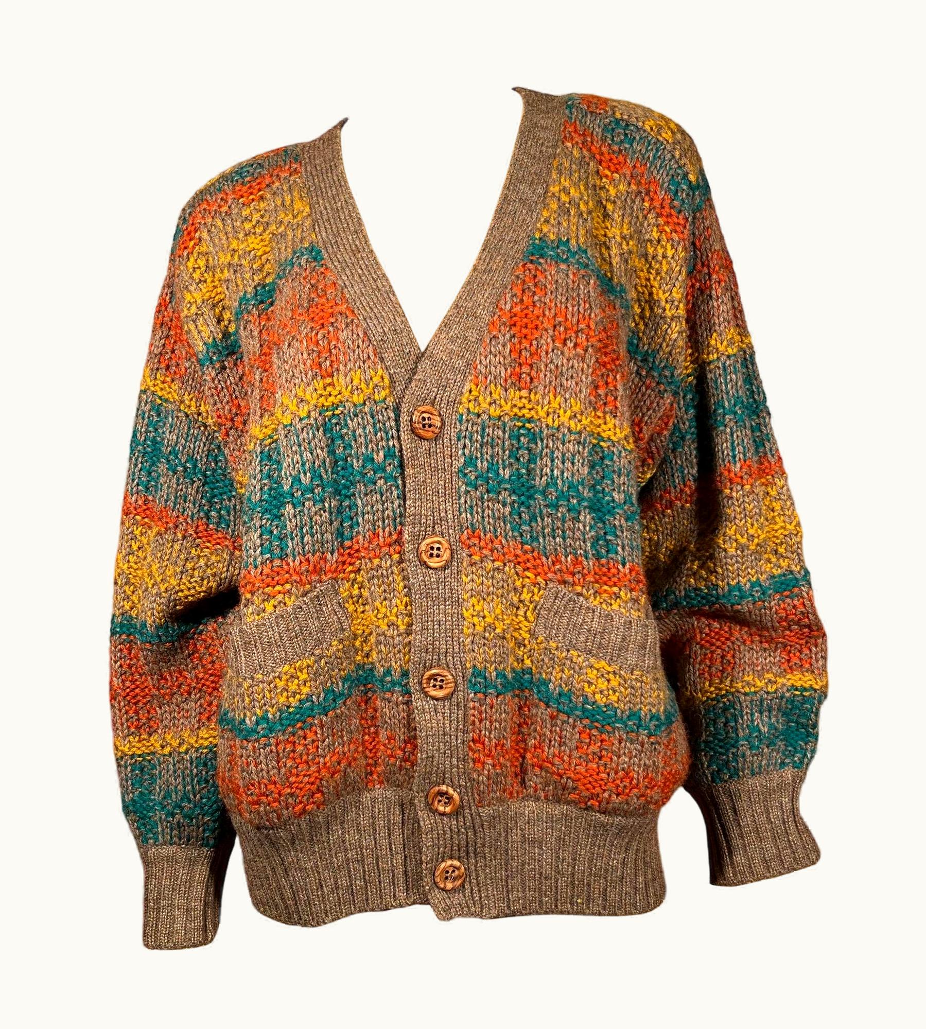 Missoni Sport Vintage 80' Missoni Sport Striped Wool Cardigan Sweater