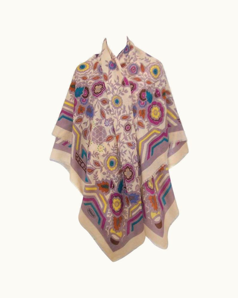 Missoni Gorgeous C.1980 Missoni Floral Wool Scarf Shawl Wrap