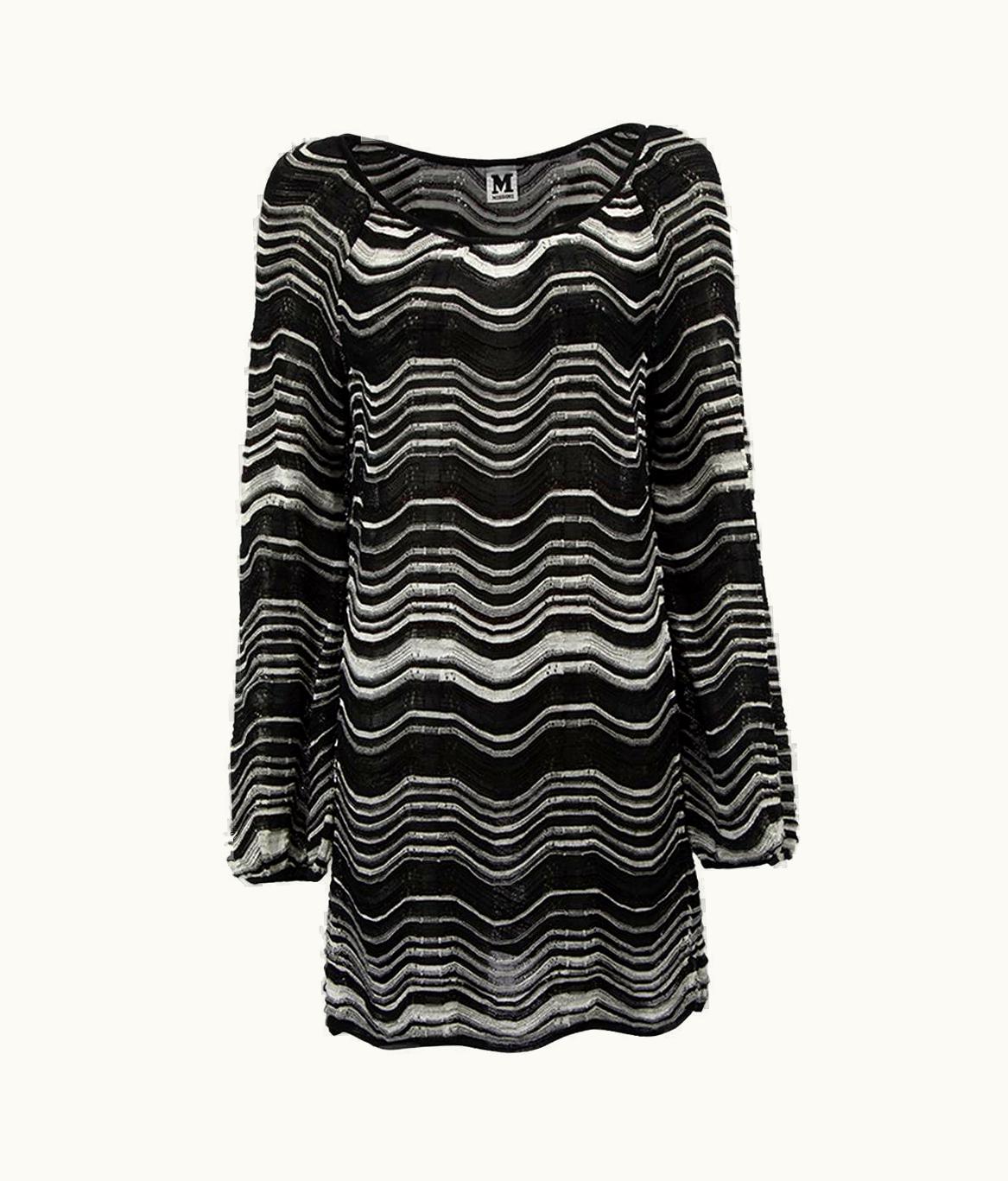 Missoni Missoni Women' Missoni Black Wavy Stripe Pattern Tunic Top