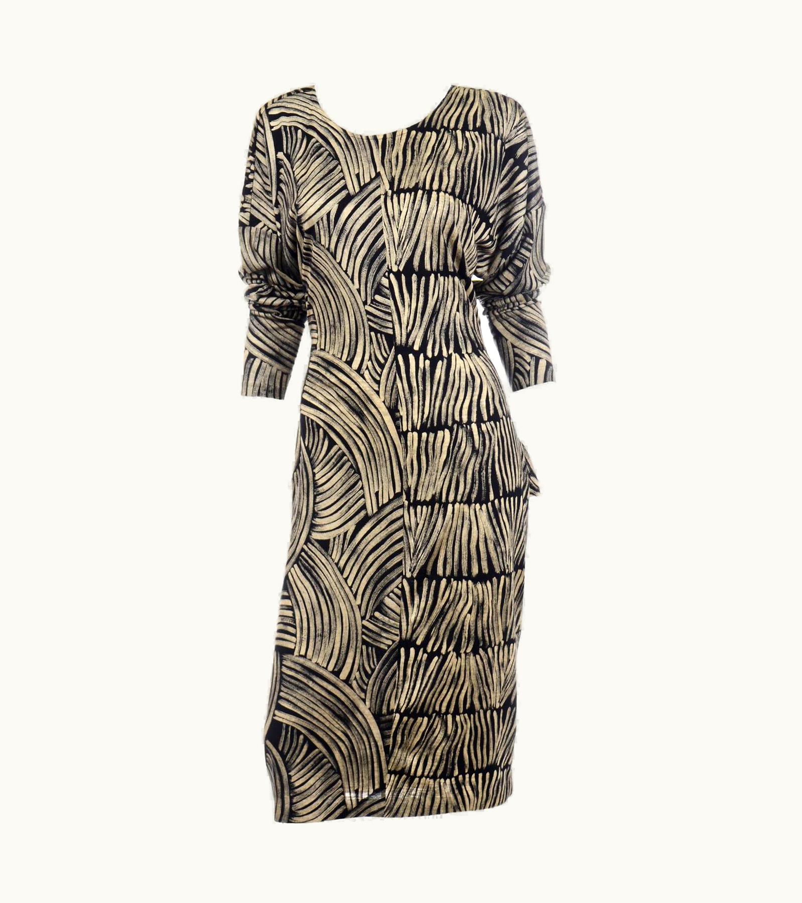 Missoni 1987 Missoni Vintage Dress In Black Abstract Print Deadstock With Original Tags