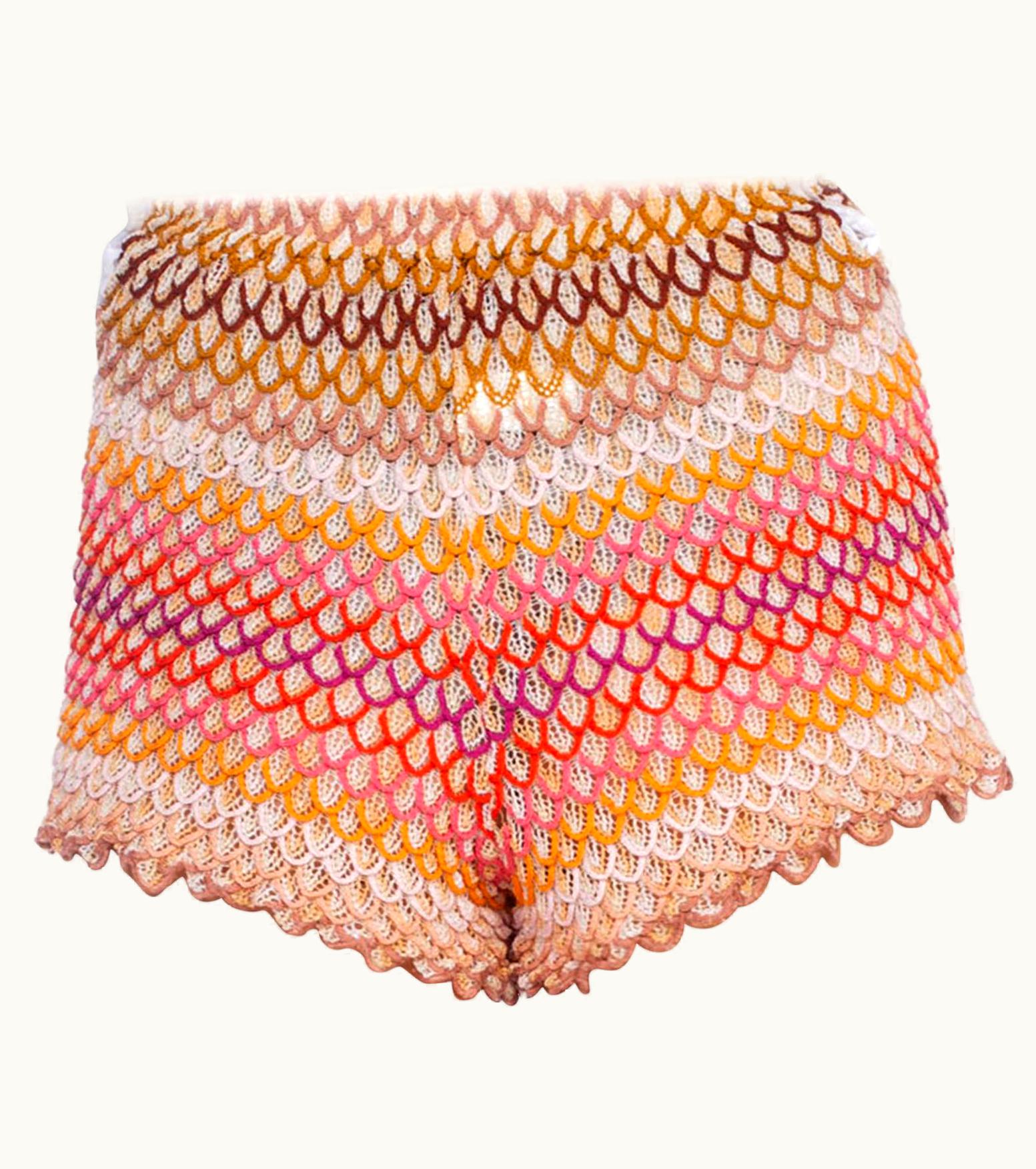Missoni 1990' Missoni Rainbow Orange Rayon Knit Shorts