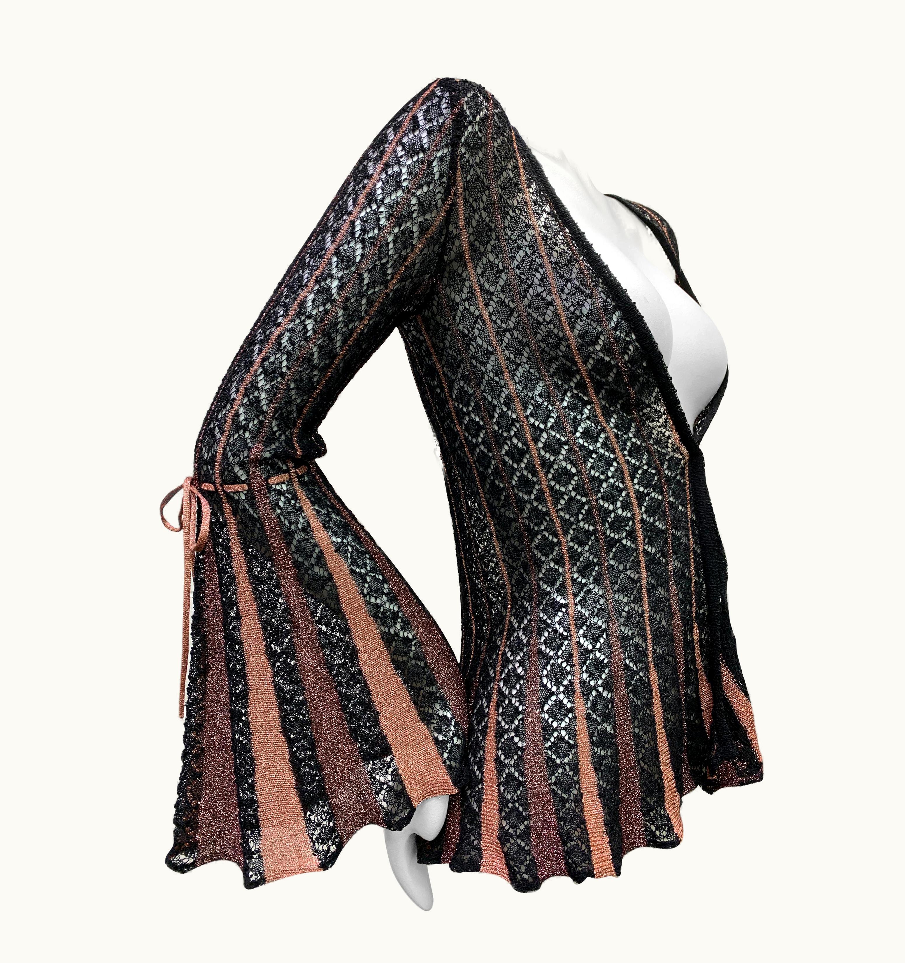 Missoni 1990 Missoni Fine Black Knit Cardigan WS/S Lurex Godet Detailed Sleeves