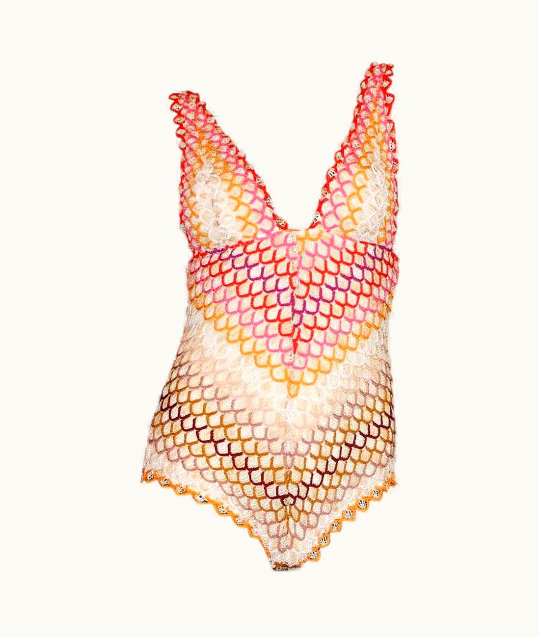Missoni Colorful Missoni Crochet-Knit Signature Swimsuit