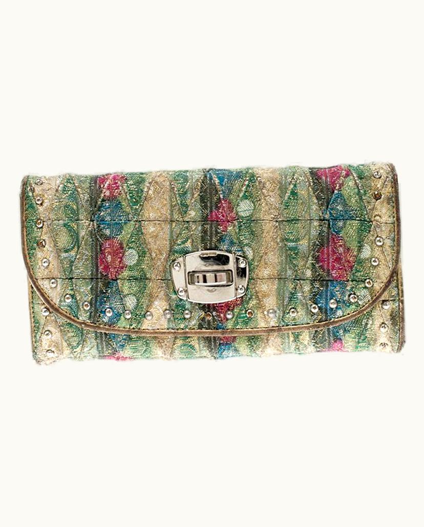 Miu Miu Miu Miu Multicolor Embellished Jacquard Clutch