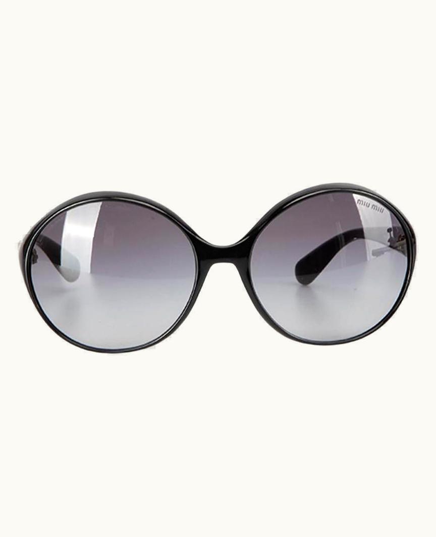 Miu Miu Miu Miu Women' Black Oversized Circular Sunglasses