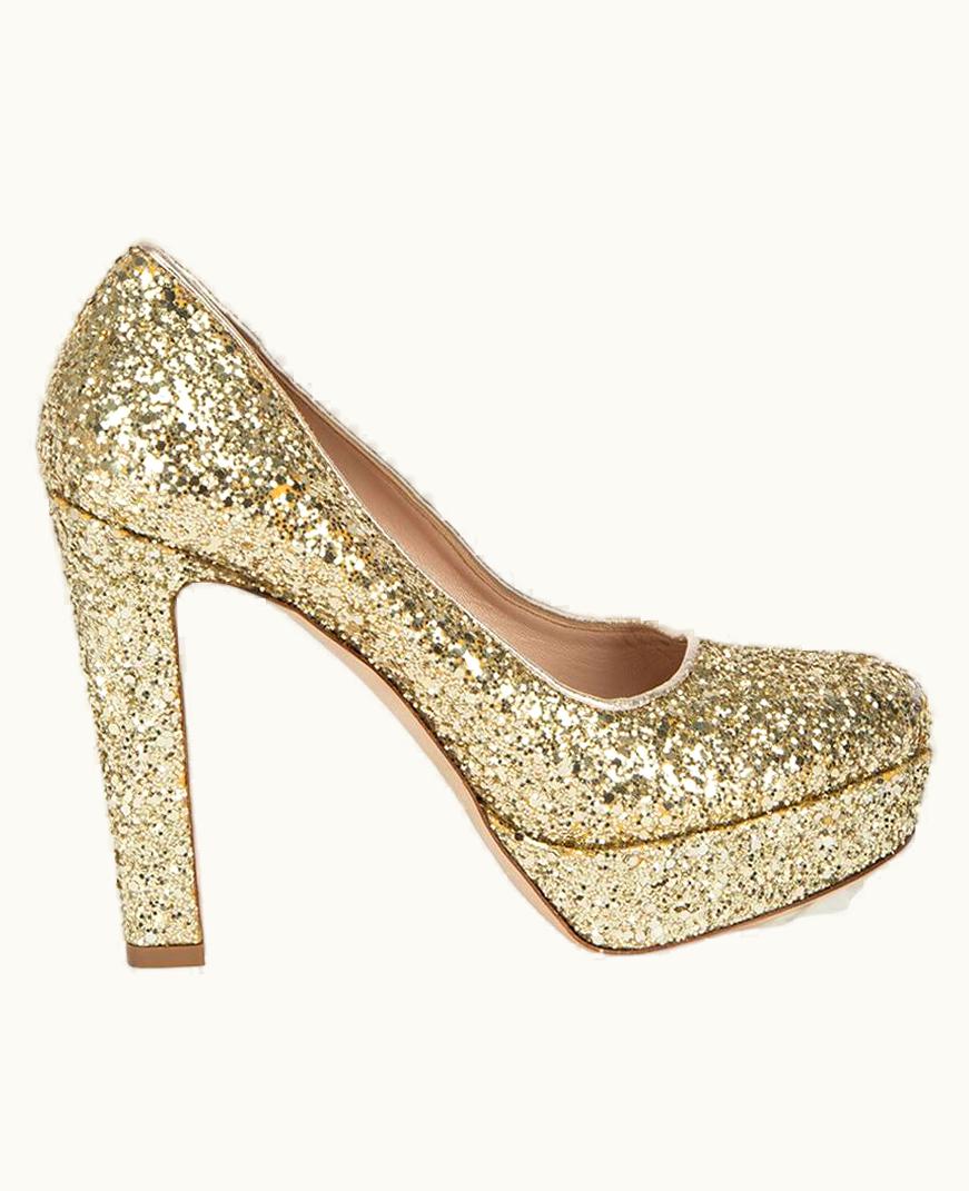 Miu Miu Miu Miu Women' Gold Glitter Platform Heels