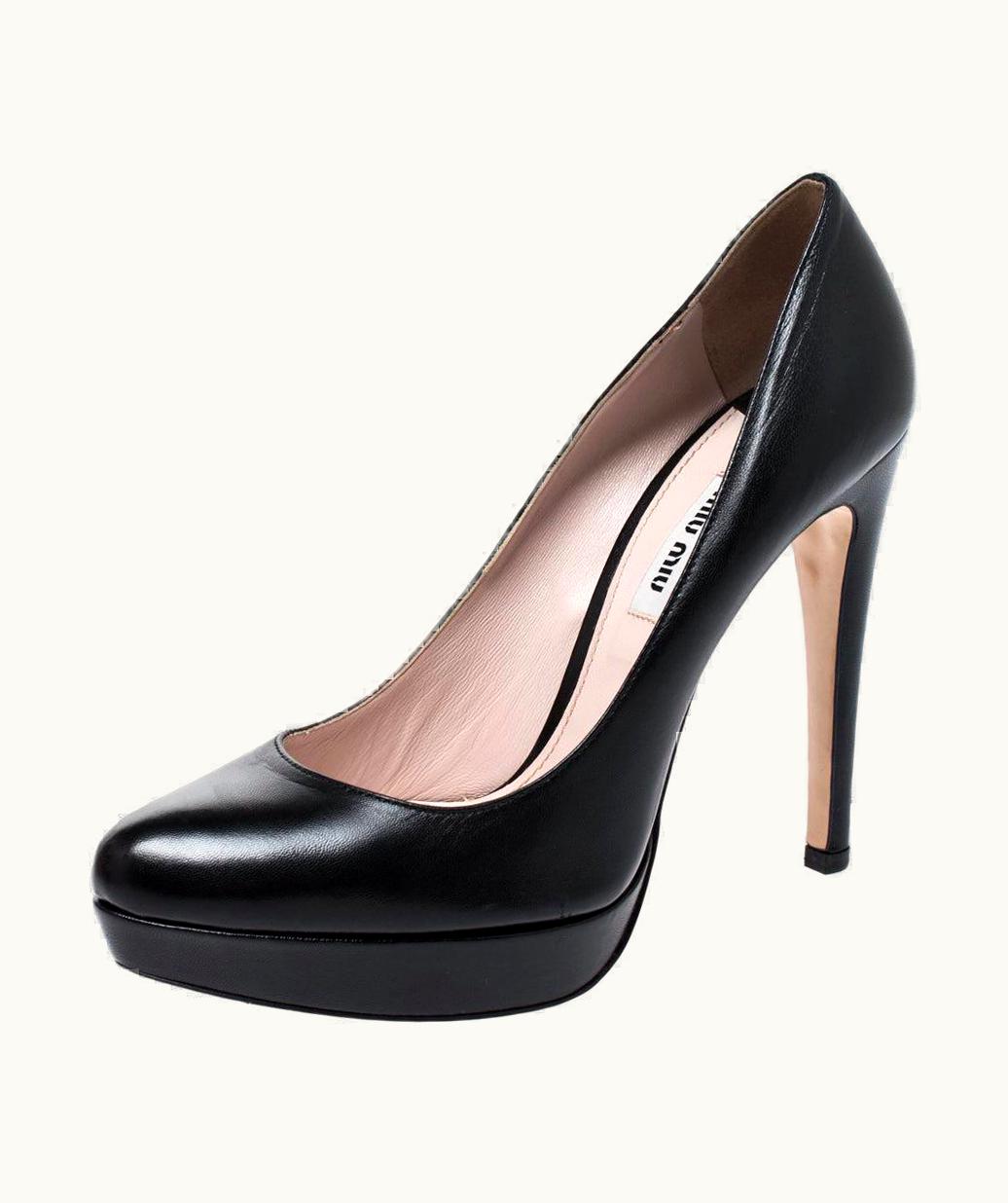 Miu Miu Miu Miu Black Leather Platform Pumps