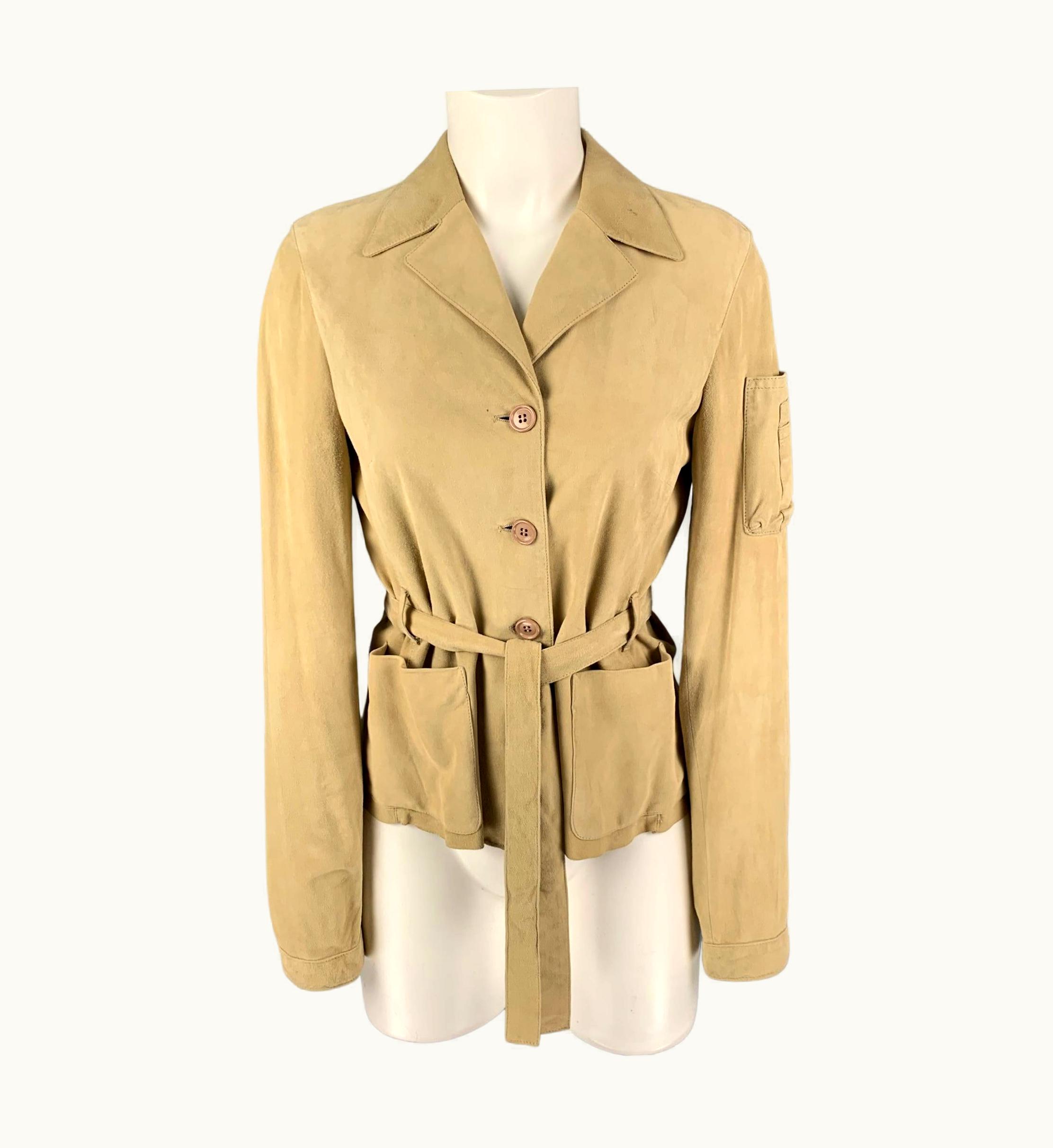 Miu Miu Miu Miu Beige Suede Belted Jacket