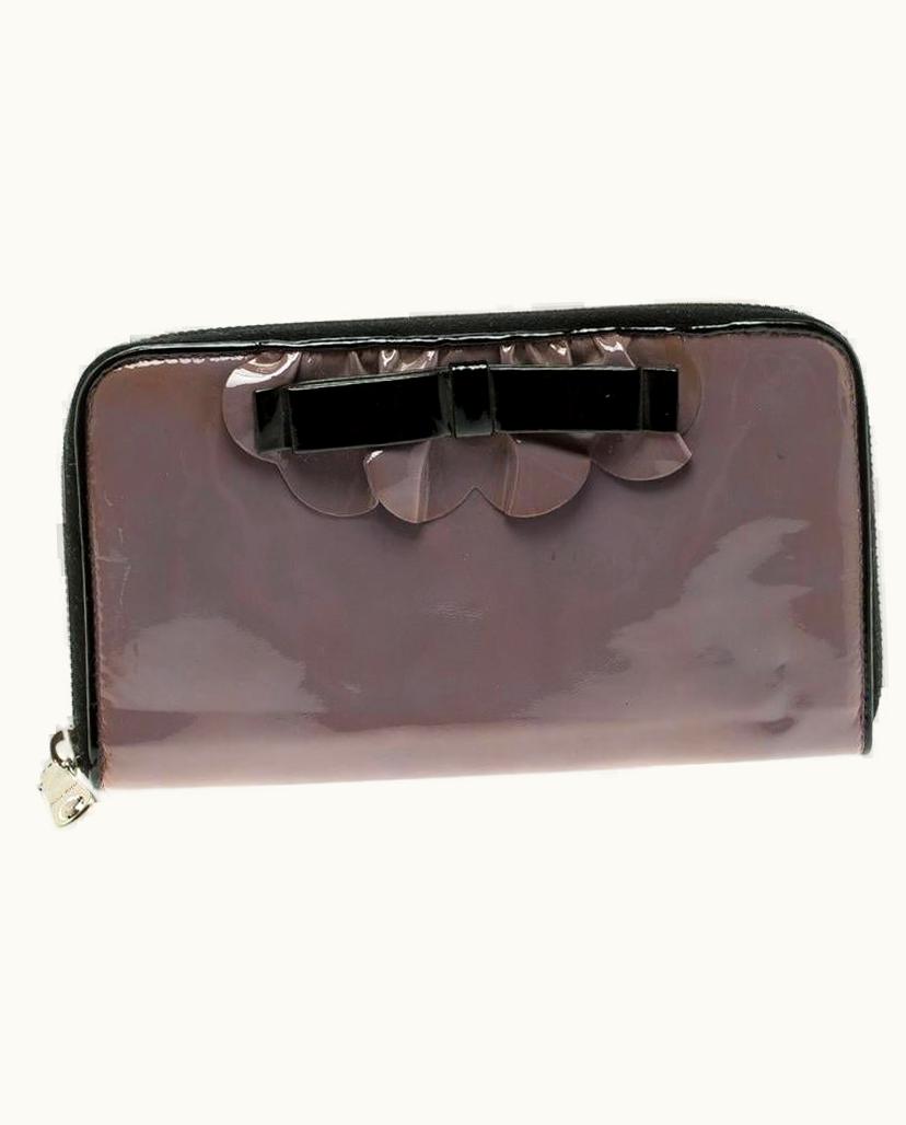 Miu Miu Miu Miu Lilac Patent Leather Zip Around Wallet