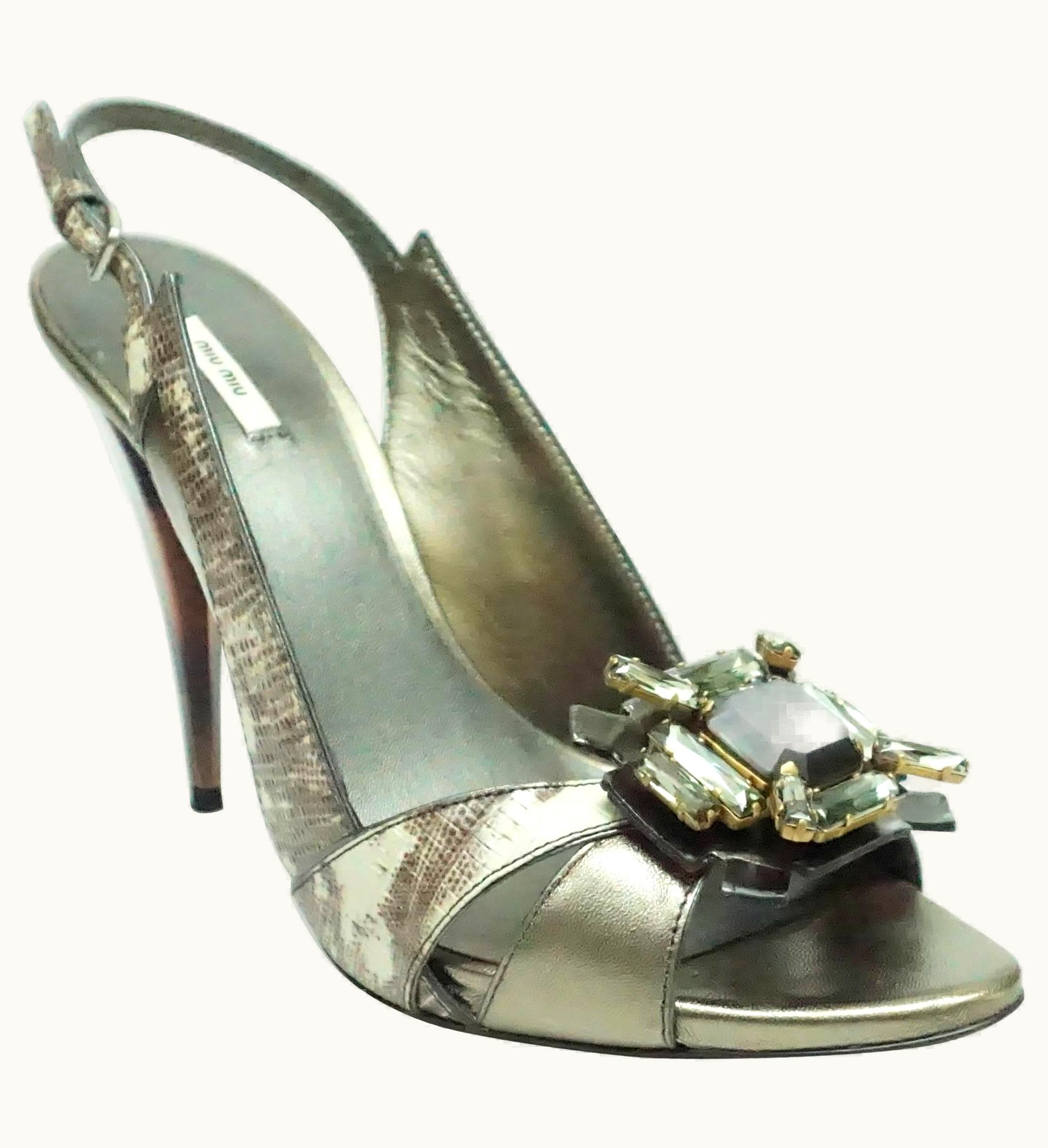 Miu Miu Miu Miu Metallic Platform WS/S Jewel Broach