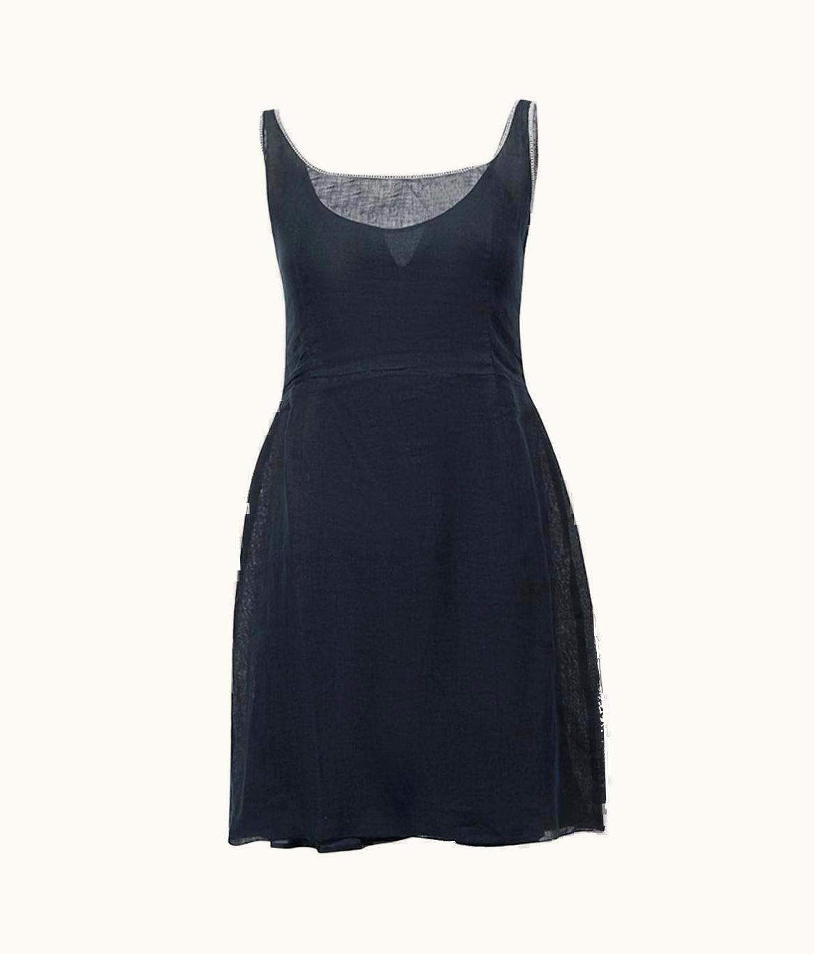 Miu Miu Miu Miu Women' Navy Contrast Stitching Mini Dress