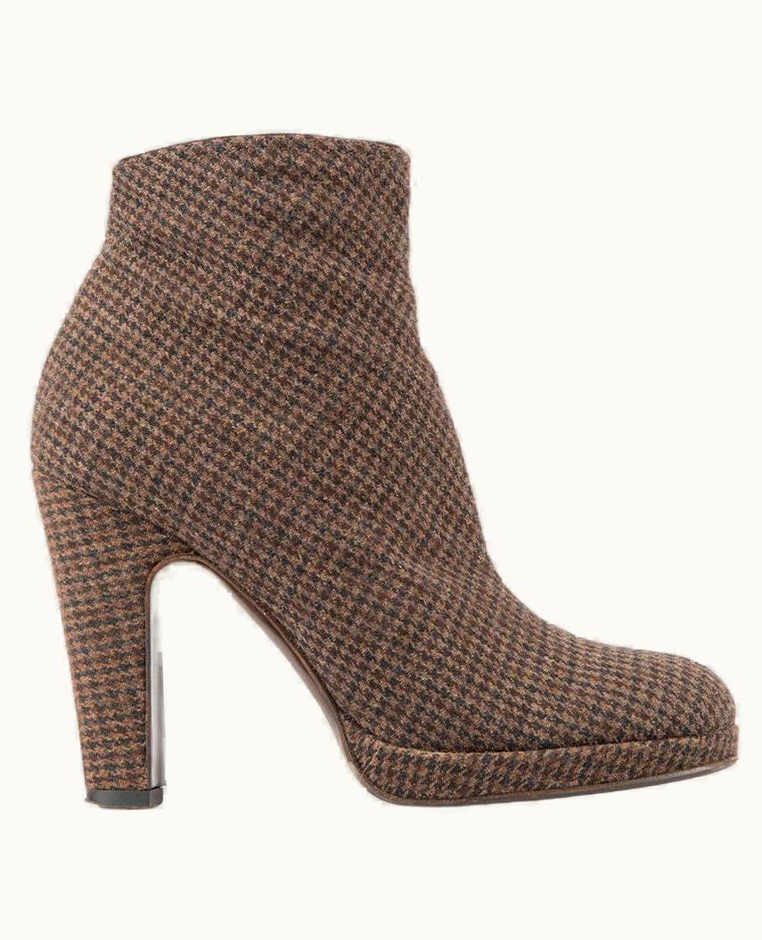 Miu Miu Miu Miu Women' Brown Tweed Houndstooth Ankle Boots UZ0615747